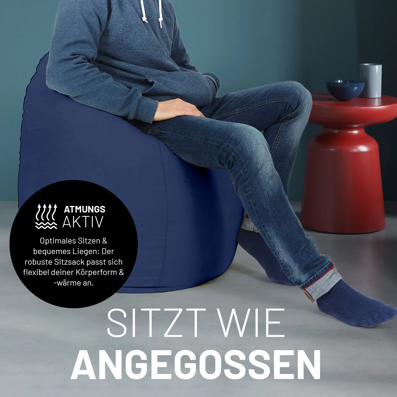 Luxury XL PLUS Sitzsack (220 L) - indoor - Dunkelblau - Image 7