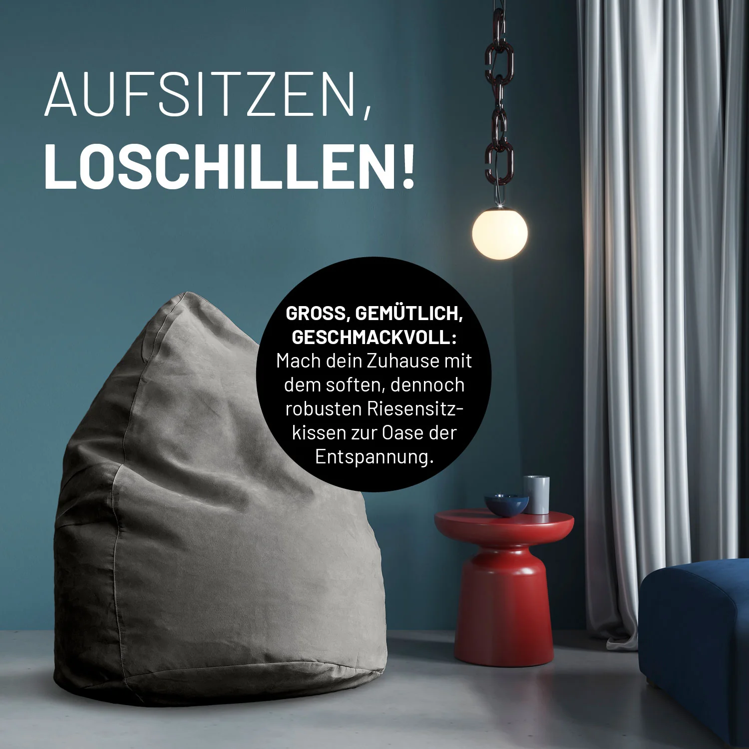 Luxury XL PLUS Sitzsack (220 L) - indoor - Grau - Image 6