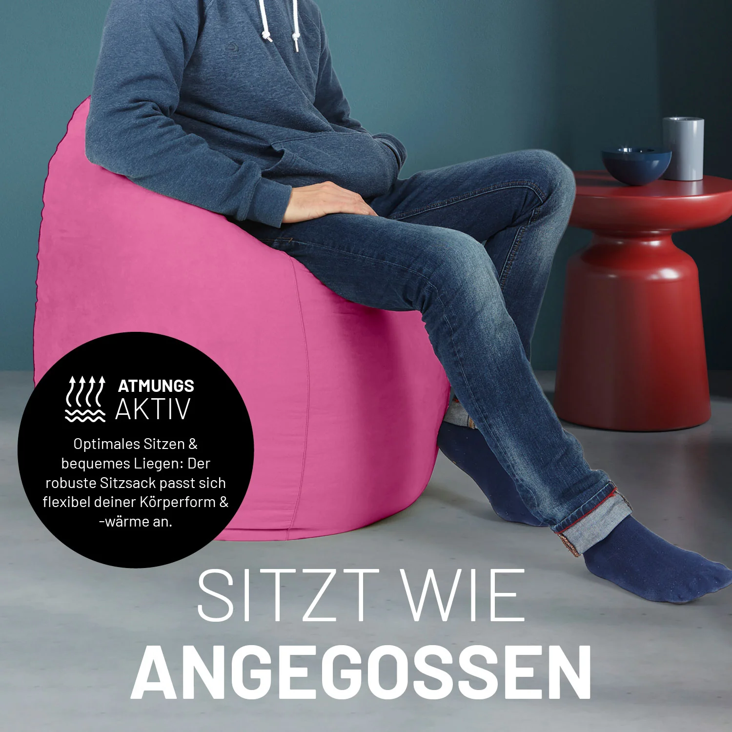 Luxury XL PLUS Sitzsack (220 L) - Indoor - Pink - Image 7