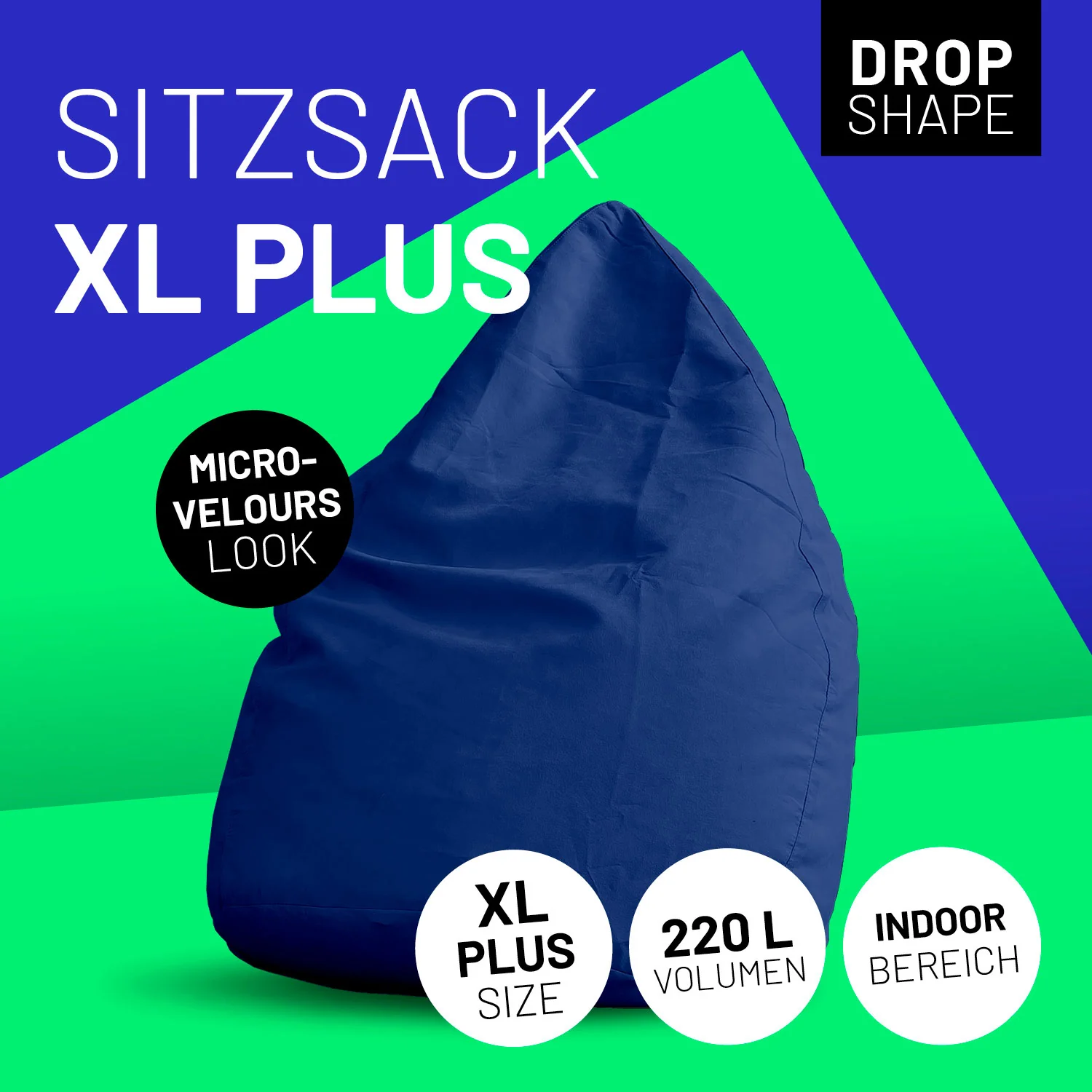 Luxury XL PLUS Sitzsack (220 L) - indoor - Royalblau - Image 2