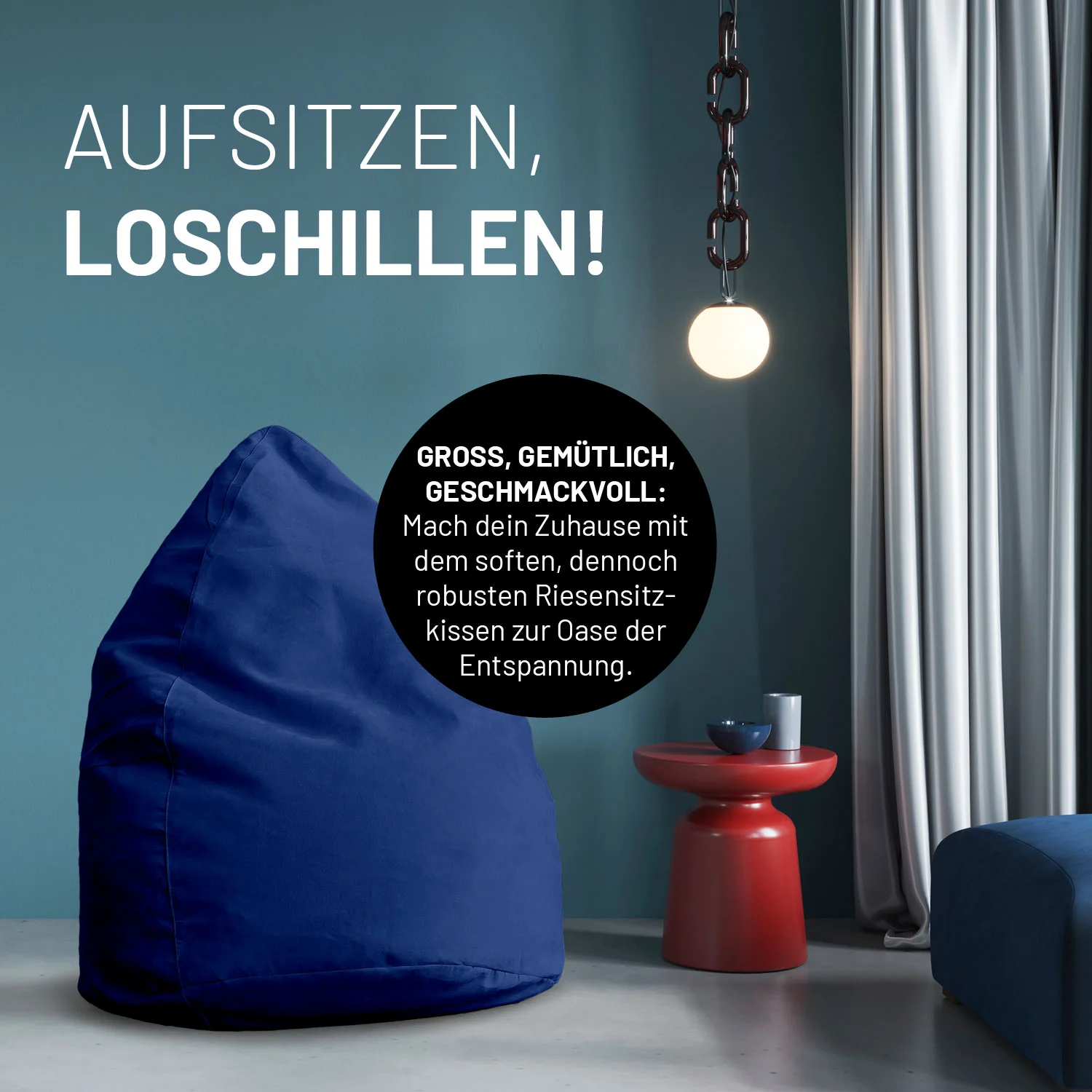 Luxury XL PLUS Sitzsack (220 L) - indoor - Royalblau - Image 6