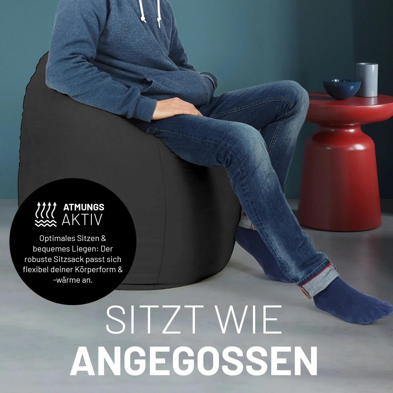 Luxury XL PLUS Sitzsack (220 L) - indoor - Schwarz - Image 7