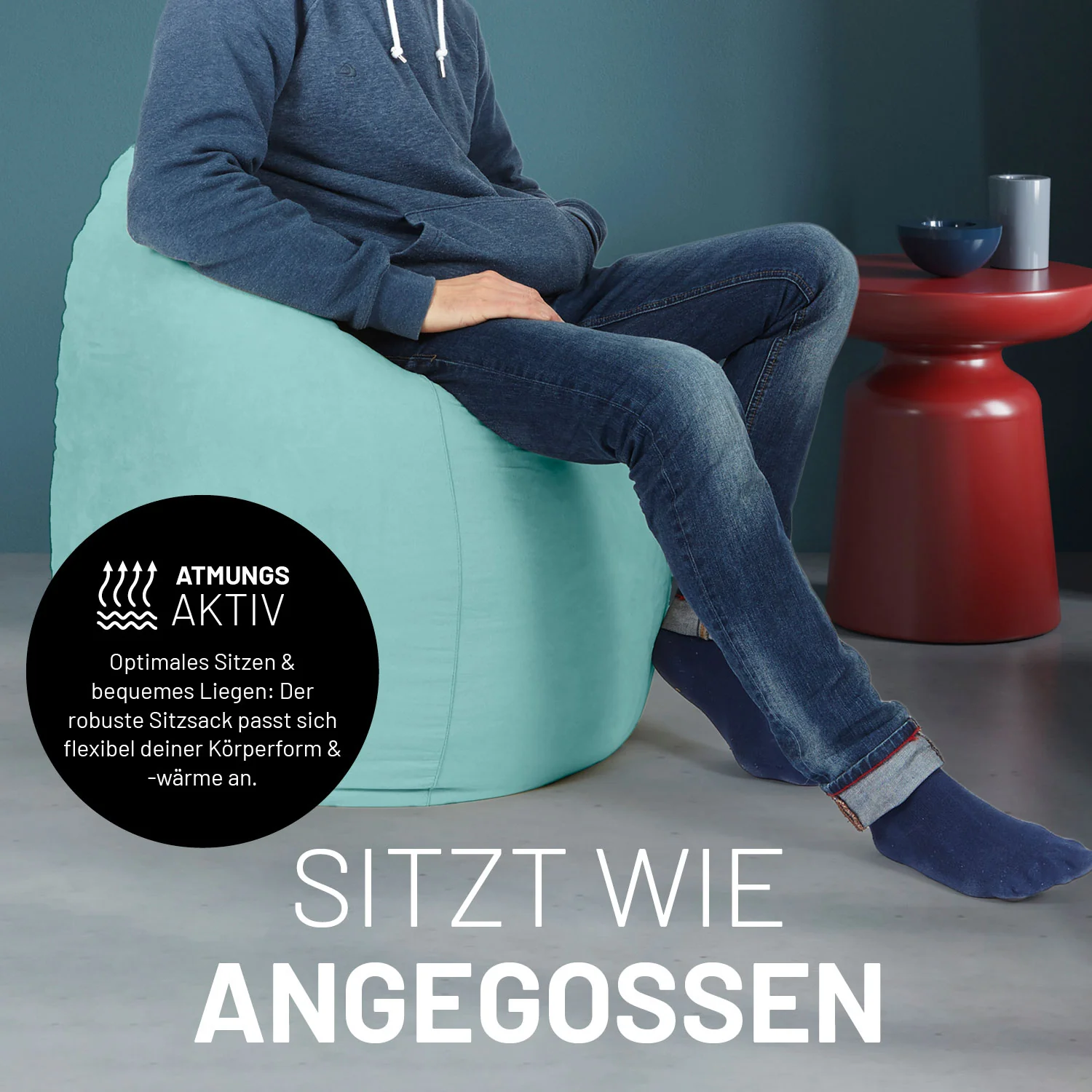 Luxury XL PLUS Sitzsack (220 L) - indoor - Türkis - Image 7