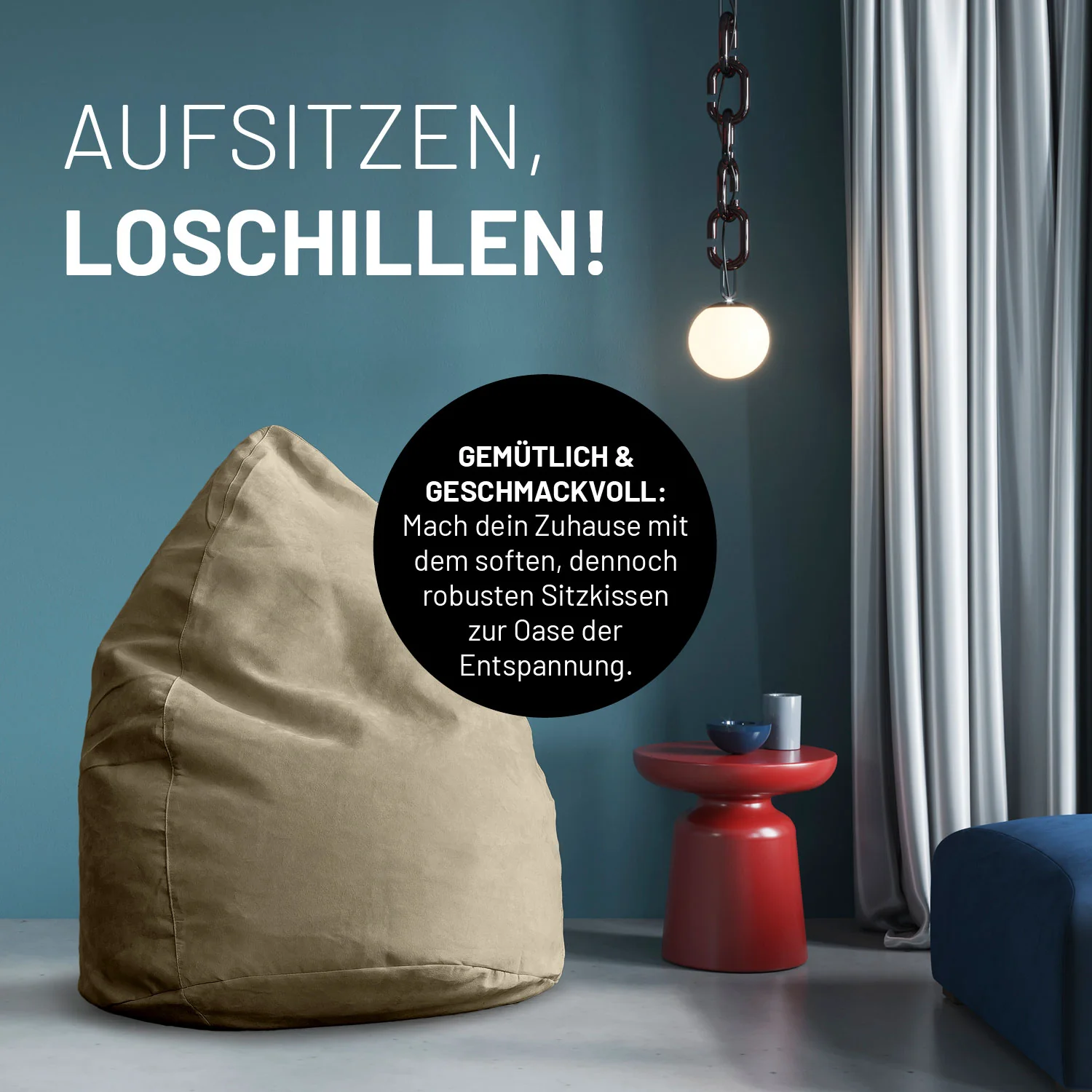 Luxury XL Sitzsack (120 L) - indoor - Beige - Image 6