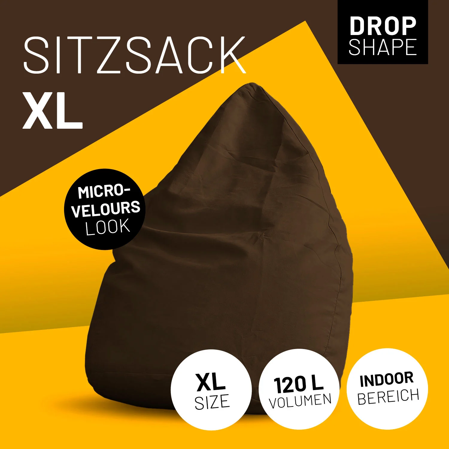 Luxury XL Sitzsack (120 L) - indoor - Braun - Image 2