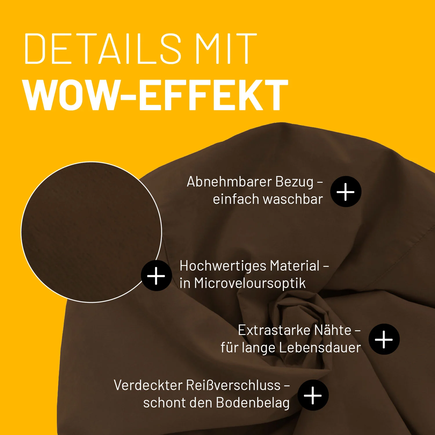 Luxury XL Sitzsack (120 L) - indoor - Braun - Image 5