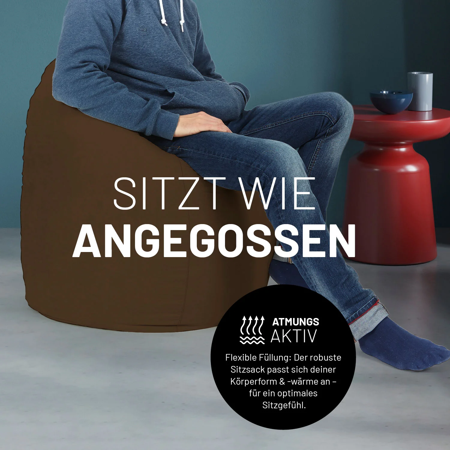 Luxury XL Sitzsack (120 L) - indoor - Braun - Image 7