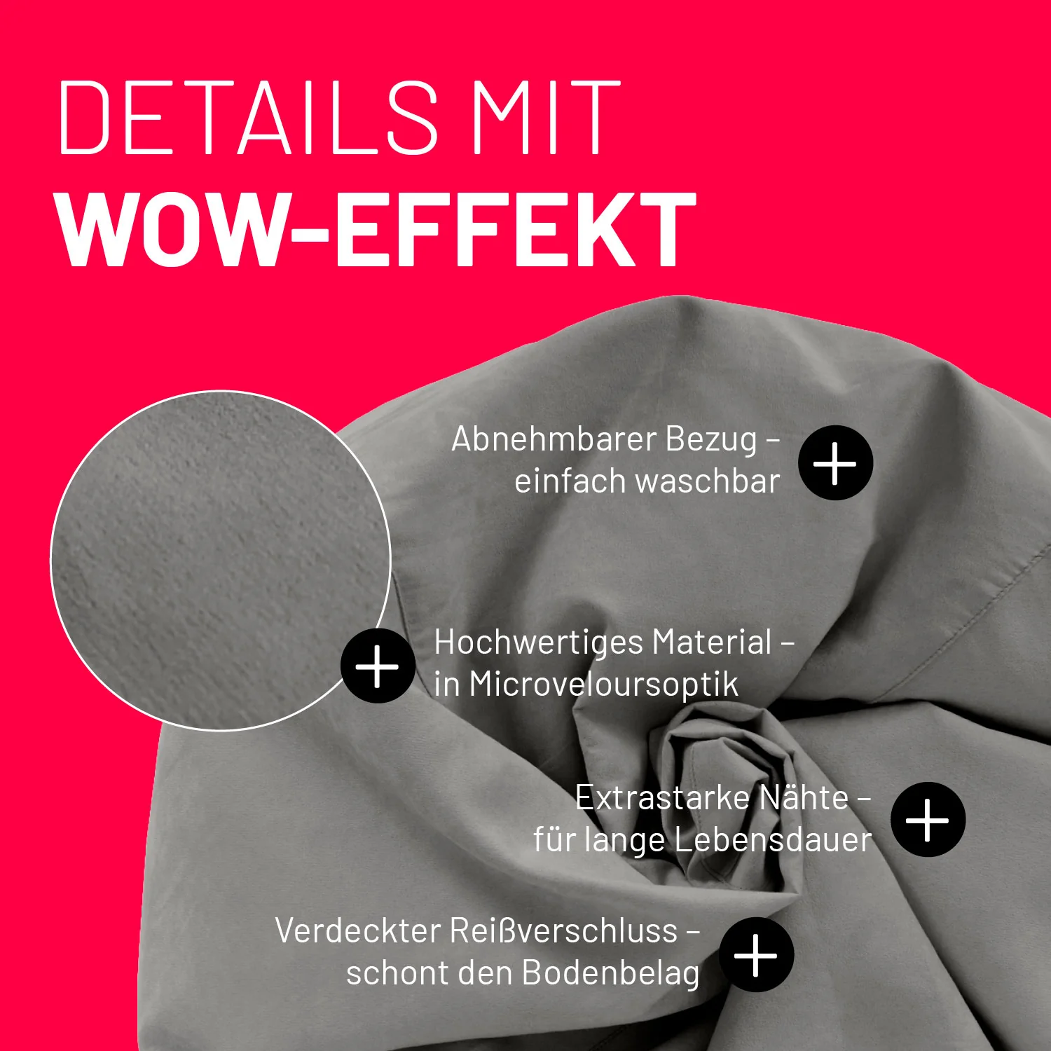 Luxury XL Sitzsack (120 L) - indoor - Grau - Image 5