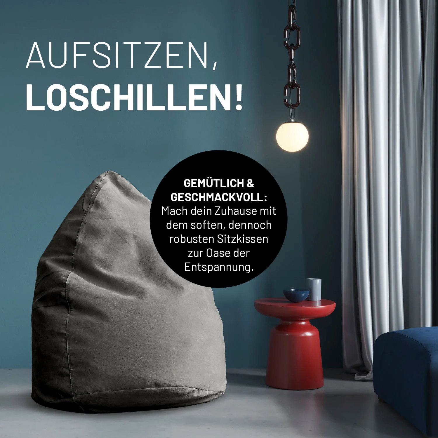 Luxury XL Sitzsack (120 L) - indoor - Grau - Image 6