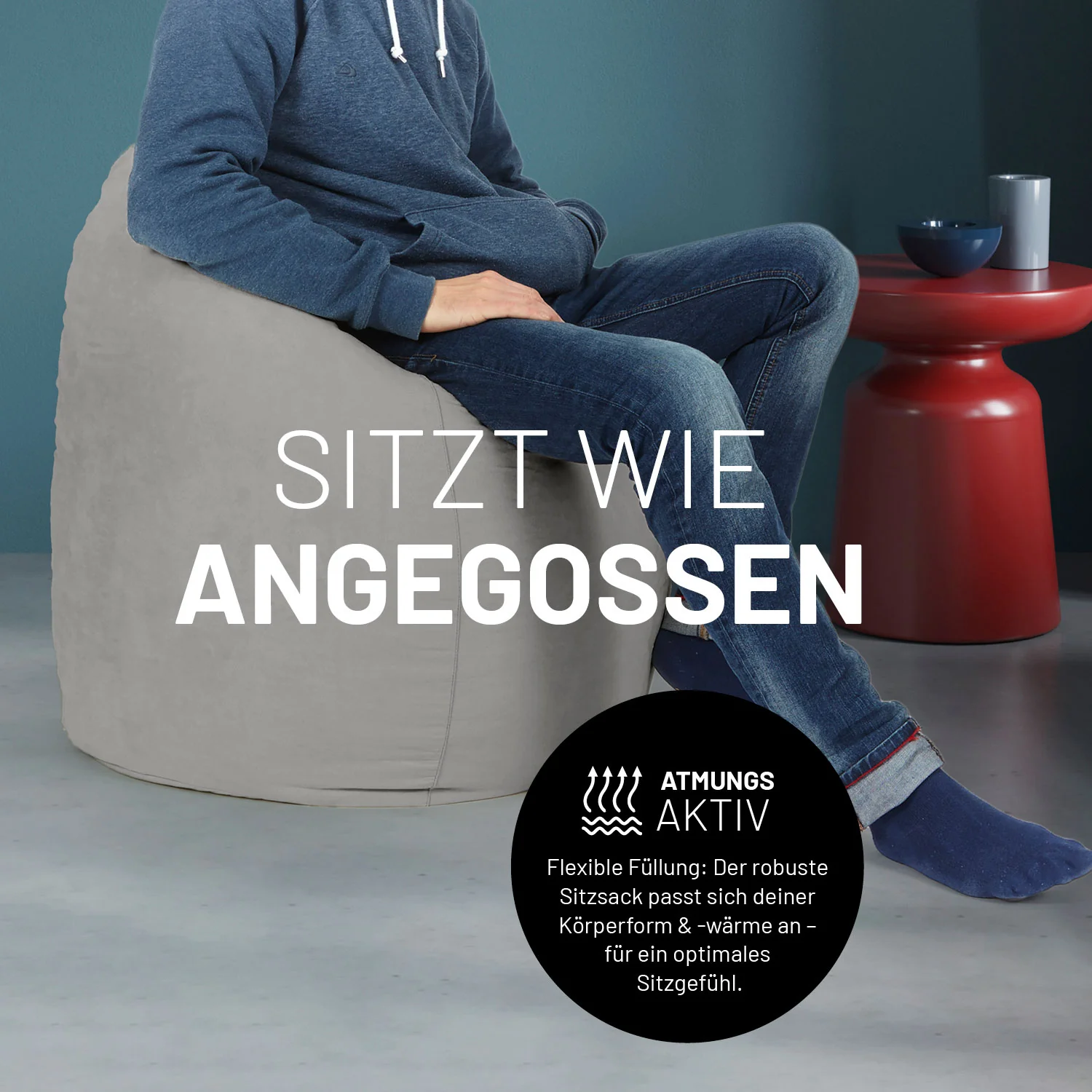 Luxury XL Sitzsack (120 L) - indoor - Grau - Image 7