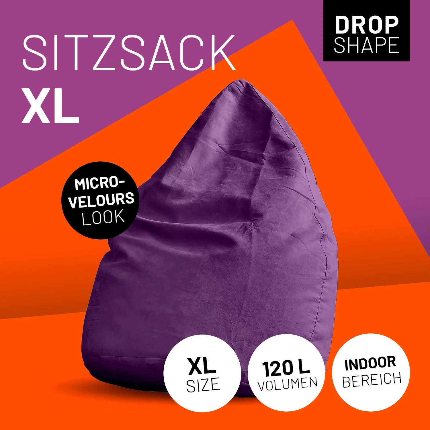 Luxury XL Sitzsack (120 L) - indoor - Lila - Image 2