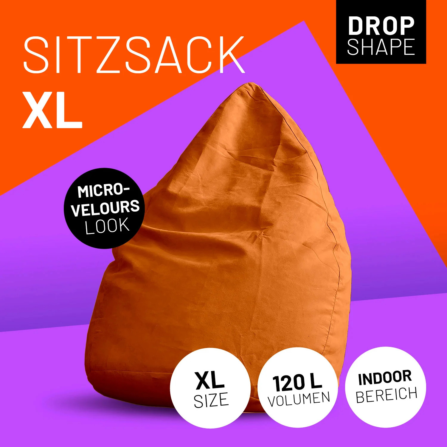 Luxury XL Sitzsack (120 L) - indoor - Orange - Image 2