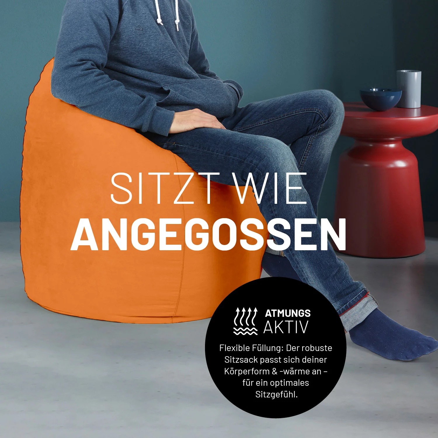 Luxury XL Sitzsack (120 L) - indoor - Orange - Image 7