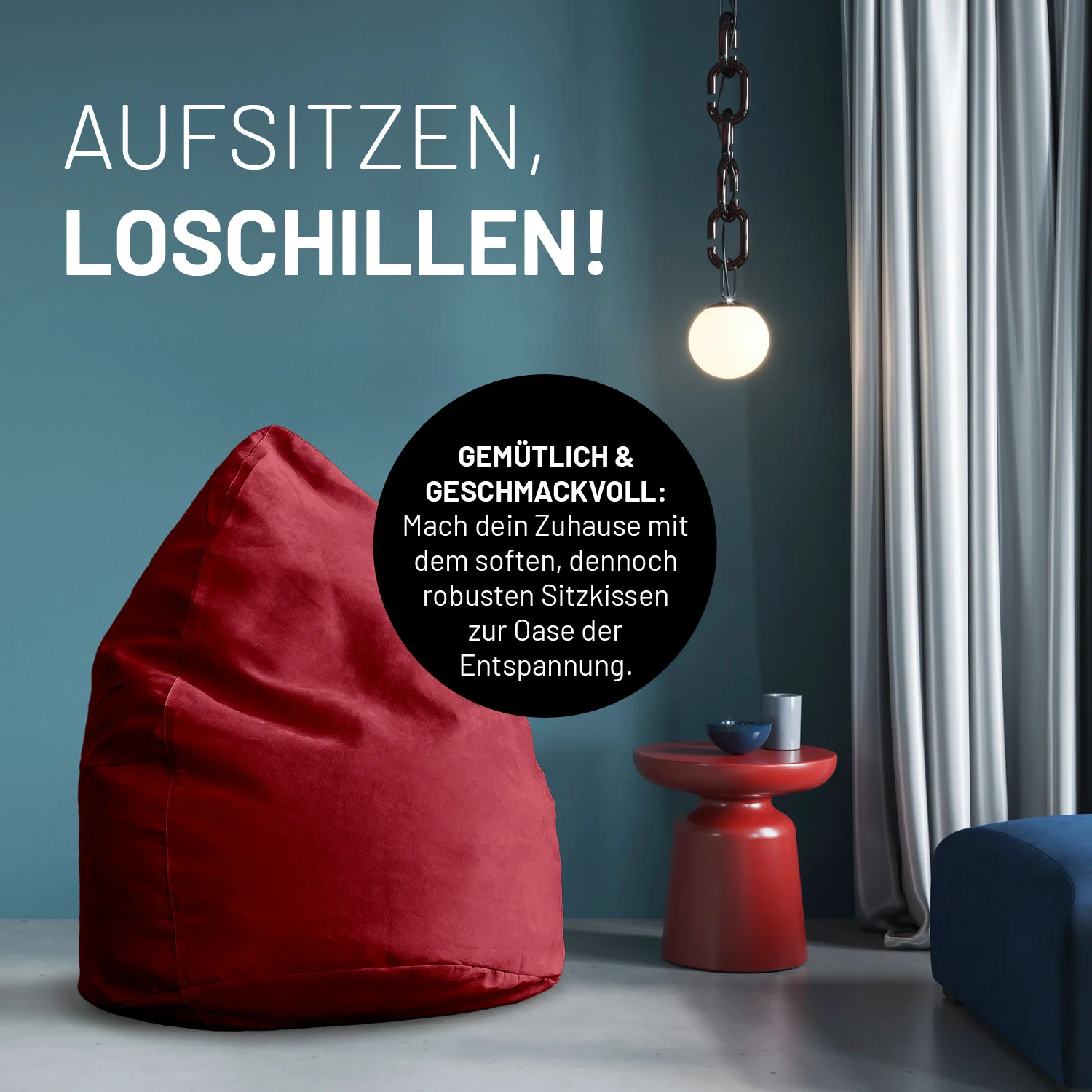 Luxury XL Sitzsack (120 L) - indoor - Rot - Image 6