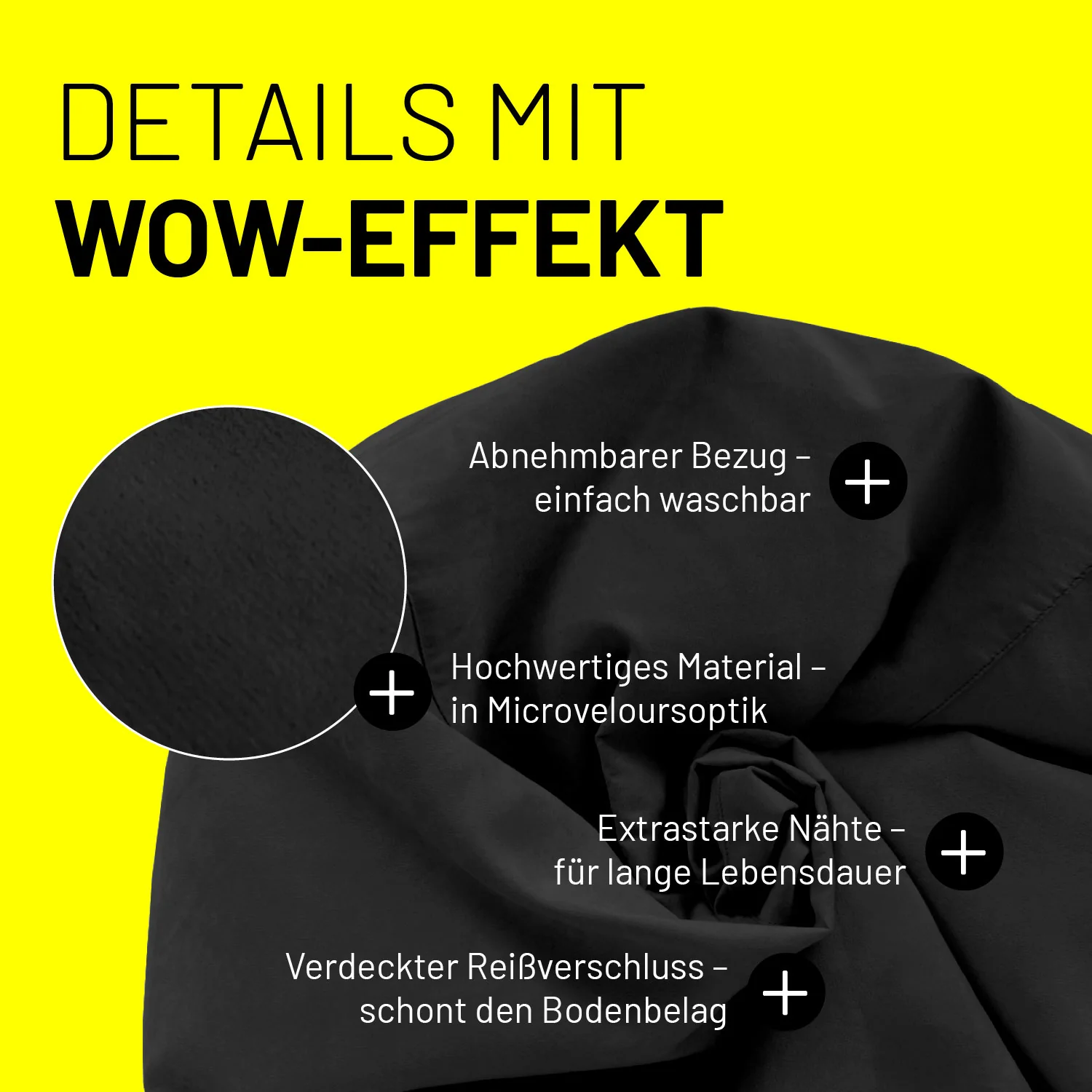 Luxury XL Sitzsack (120 L) - indoor - Schwarz - Image 5