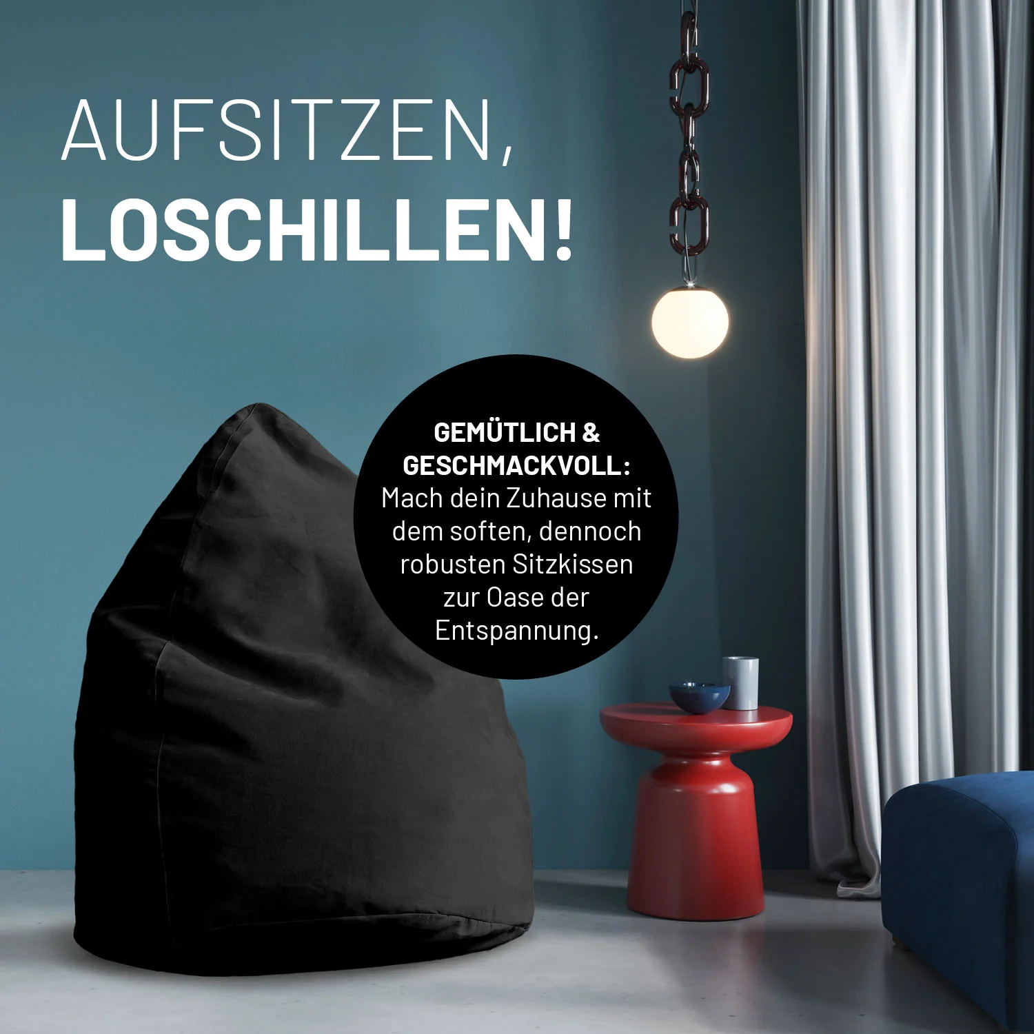 Luxury XL Sitzsack (120 L) - indoor - Schwarz - Image 6