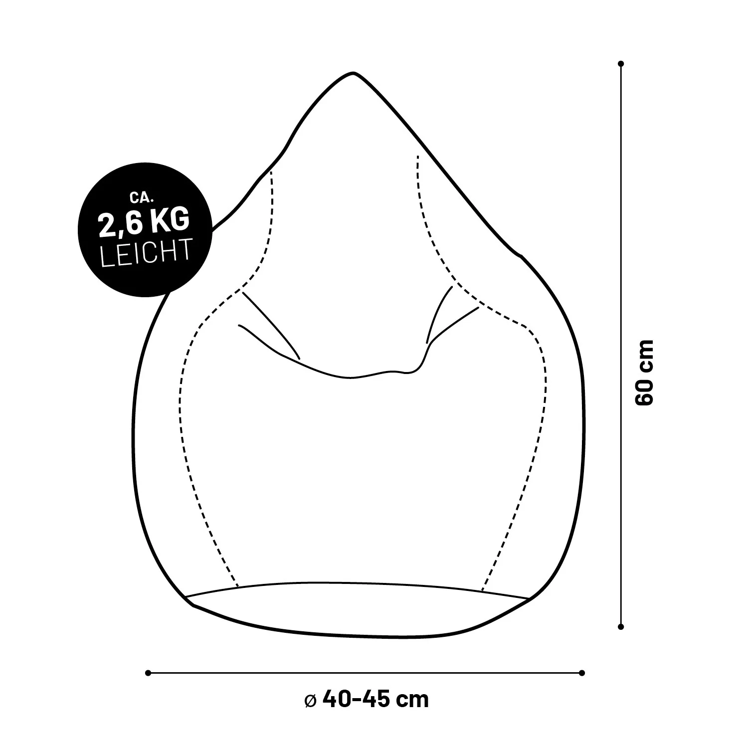 Luxury XL Sitzsack (120 L) - indoor - Schwarz - Image 9