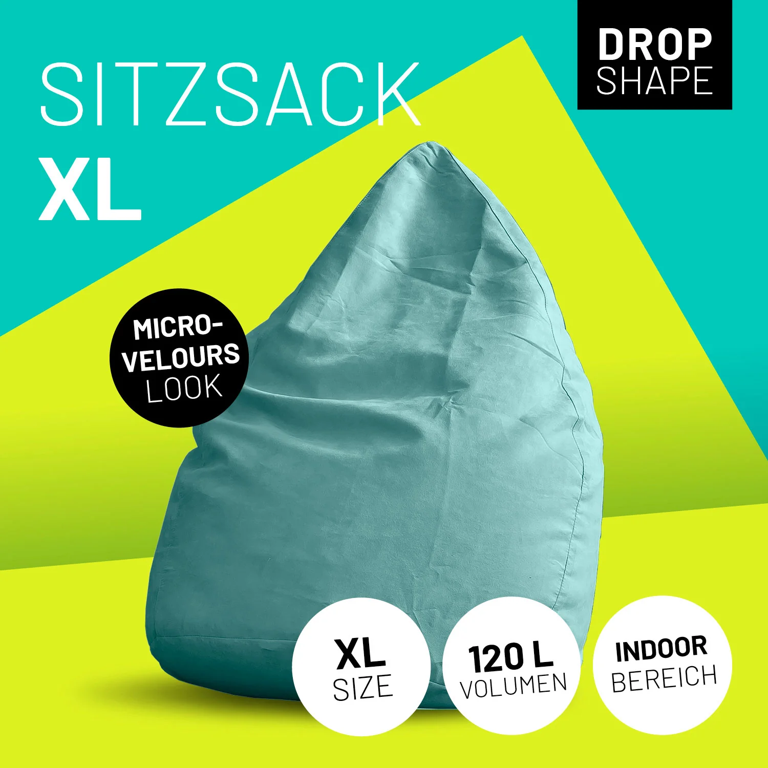 Luxury XL Sitzsack (120 L) - indoor - Türkis - Image 2