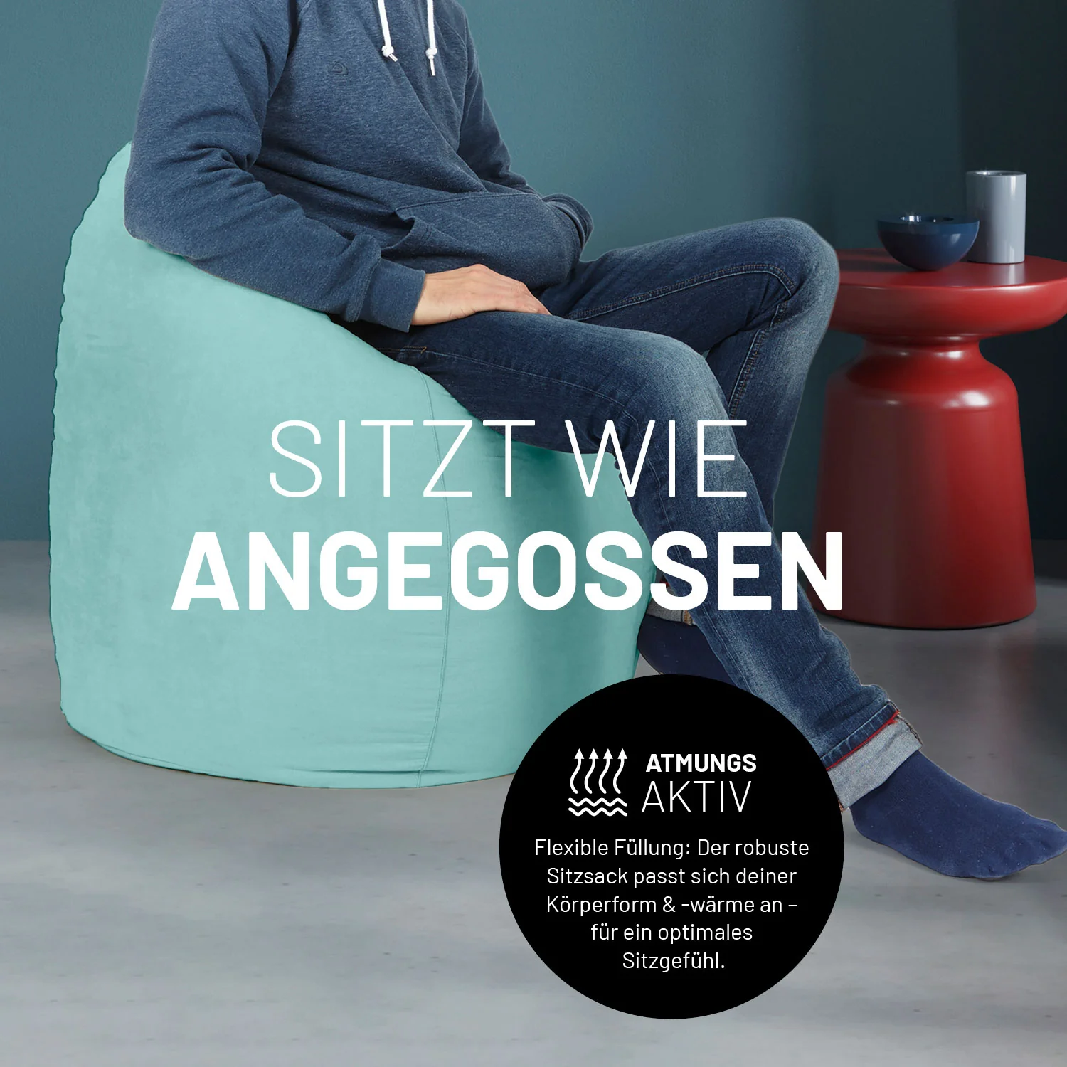 Luxury XL Sitzsack (120 L) - indoor - Türkis - Image 7