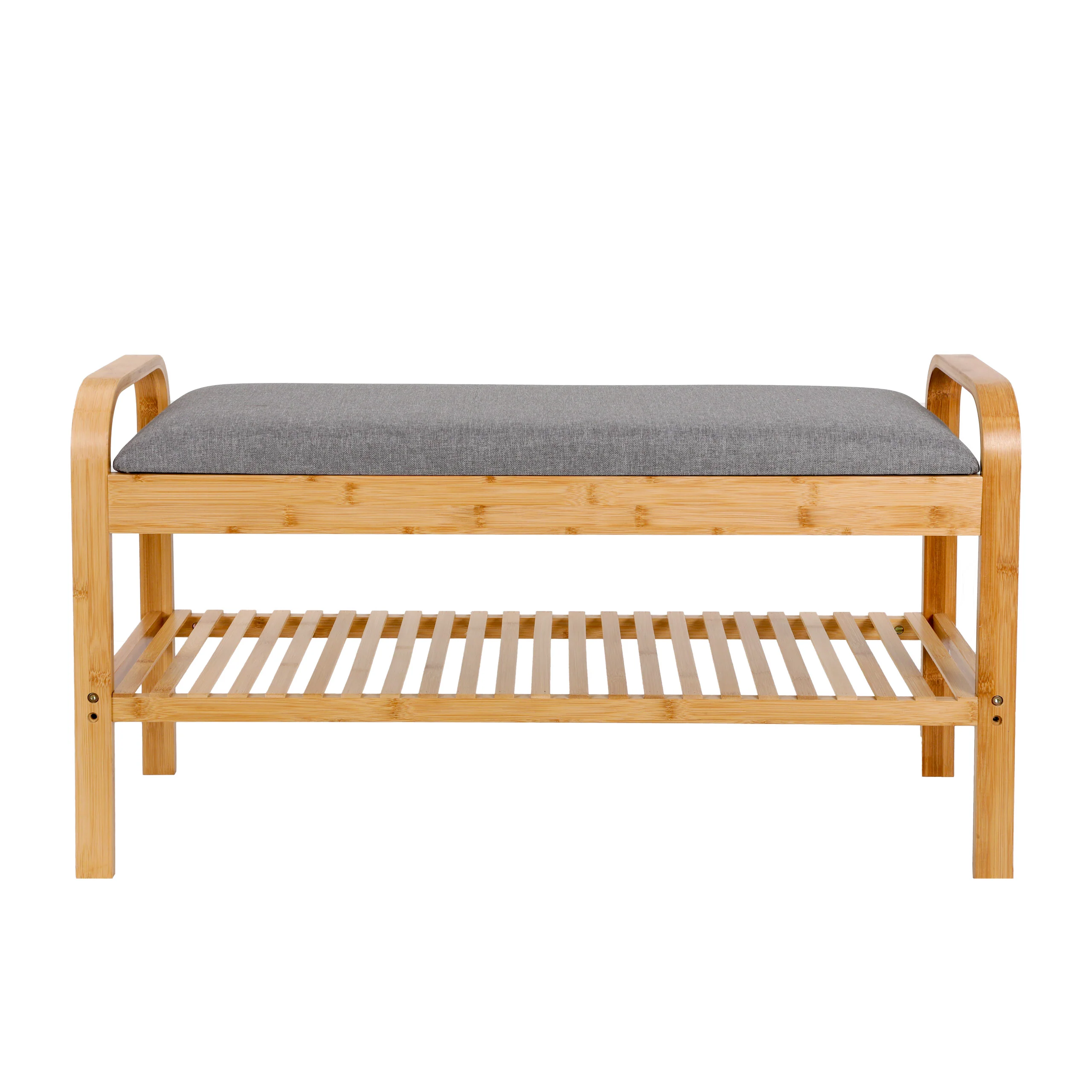Schuhregal aus Bambus mit Sitzbank - 90 x 50 x 30 cm - Grau - Image 7