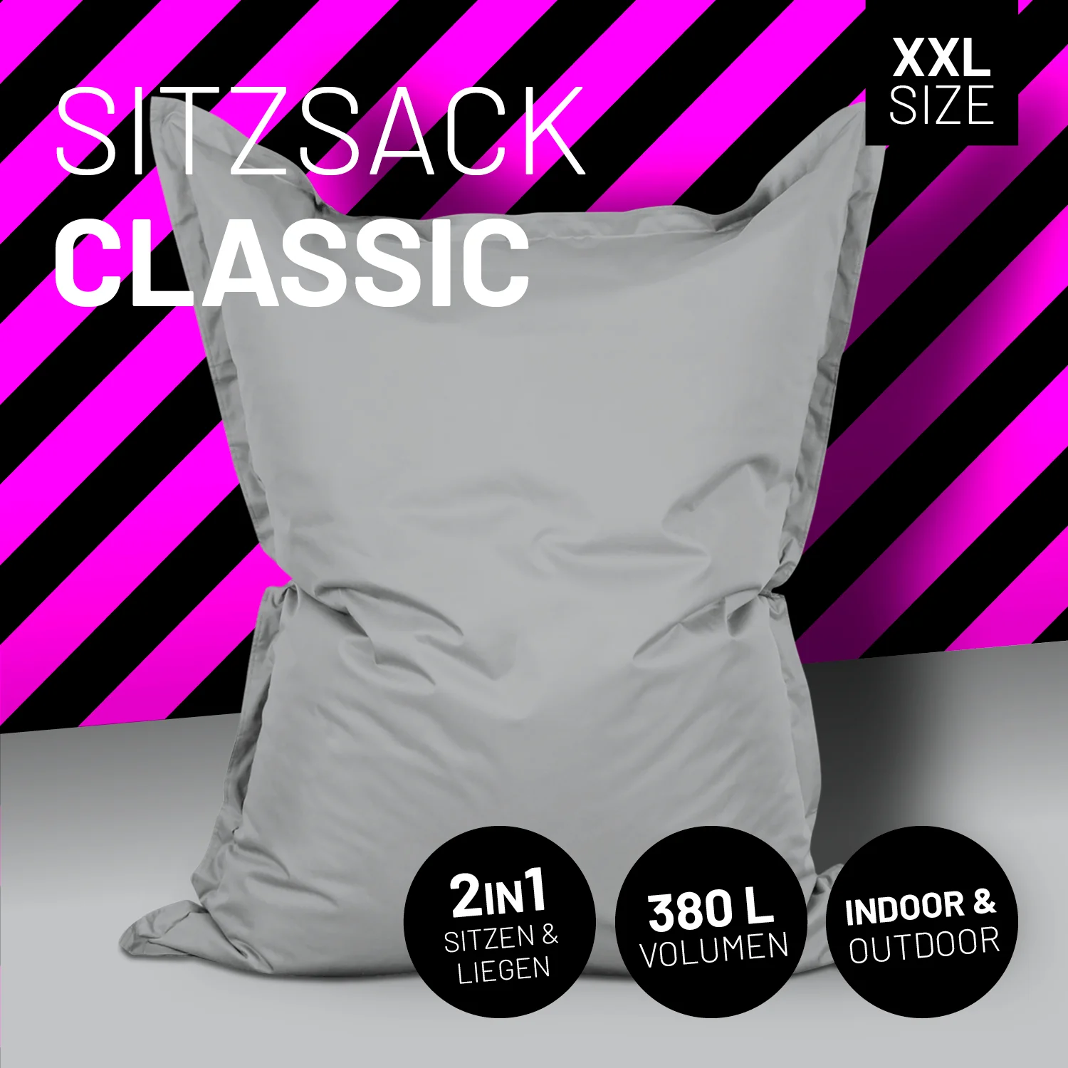 Sitzsack Classic XXL (380 L) - indoor & outdoor - Silbergrau - Image 2