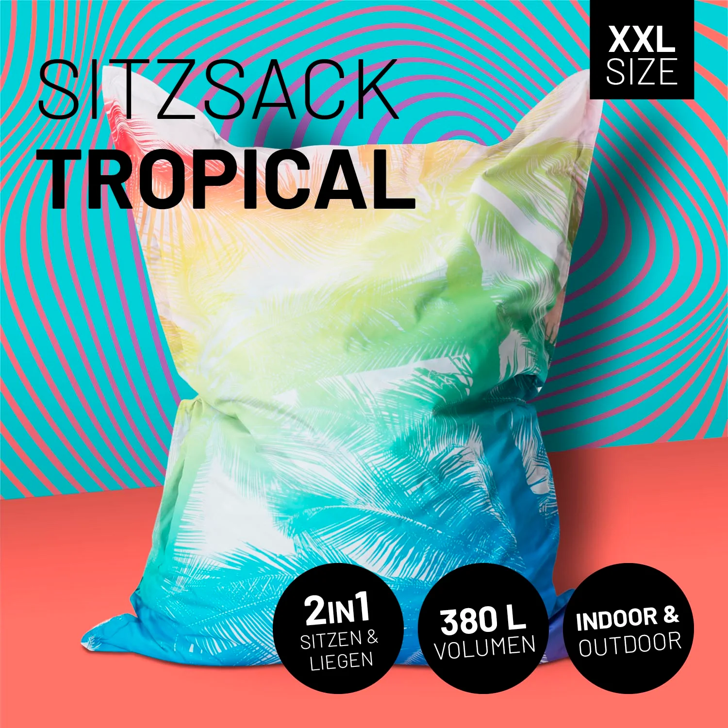 Sitzsack Classic XXL (380 L) - indoor & outdoor - Special Edition Tropical Regenbogen - Image 2