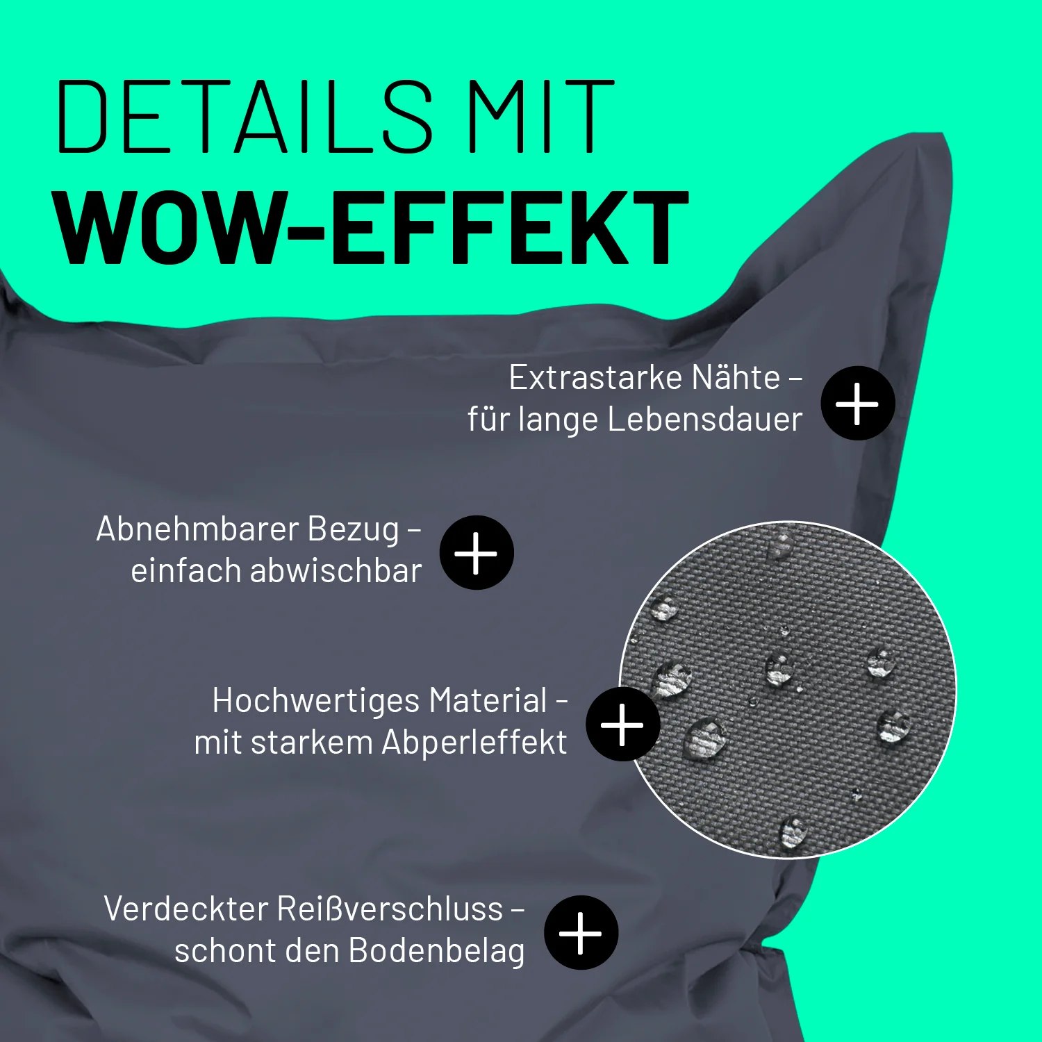 Sitzsack Classic XXL (380 L) - indoor & outdoor - Stahlgrau - Image 5