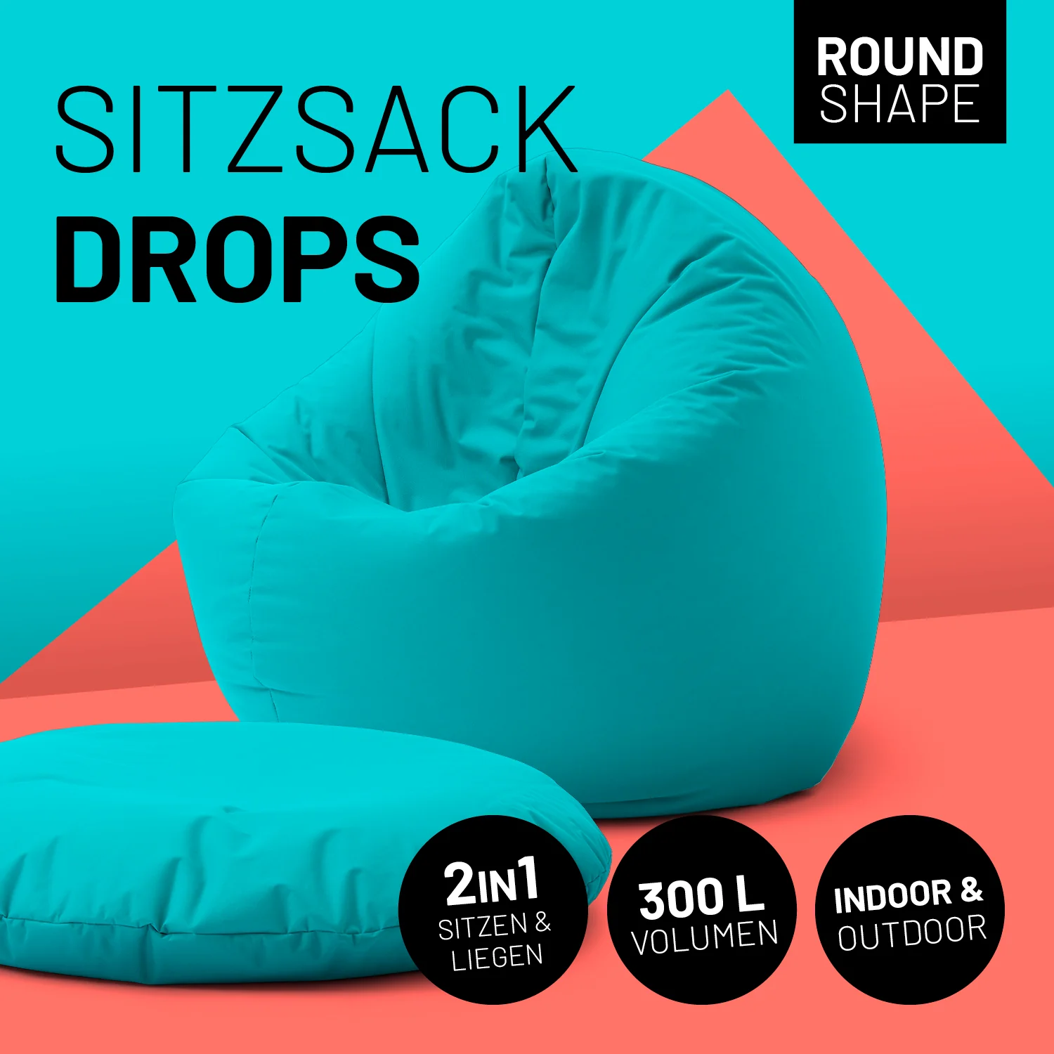 Sitzsack Drops (300 L) - indoor & outdoor - Aquamarin - Image 2