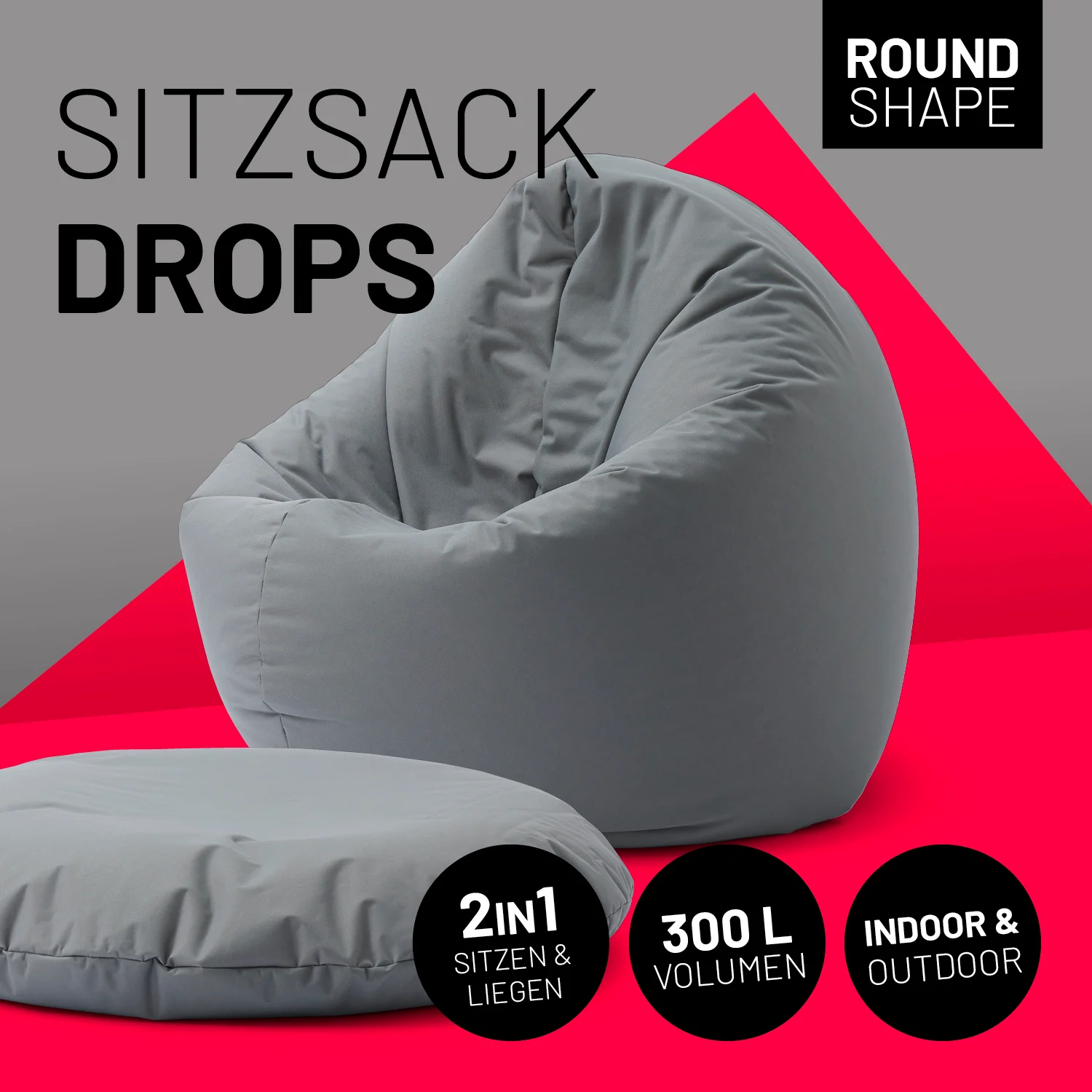 Sitzsack Drops (300 L) - indoor & outdoor - Grau - Image 2