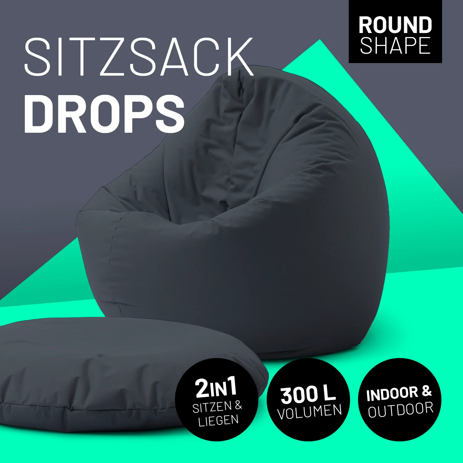 Sitzsack Drops (300 L) - indoor & outdoor - Stahlgrau - Image 2