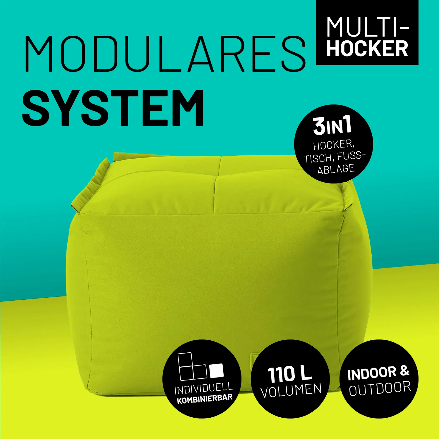 Sitzsack-Hocker (200 L) - Modulares System - indoor & outdoor - Apfelgrün - Image 2