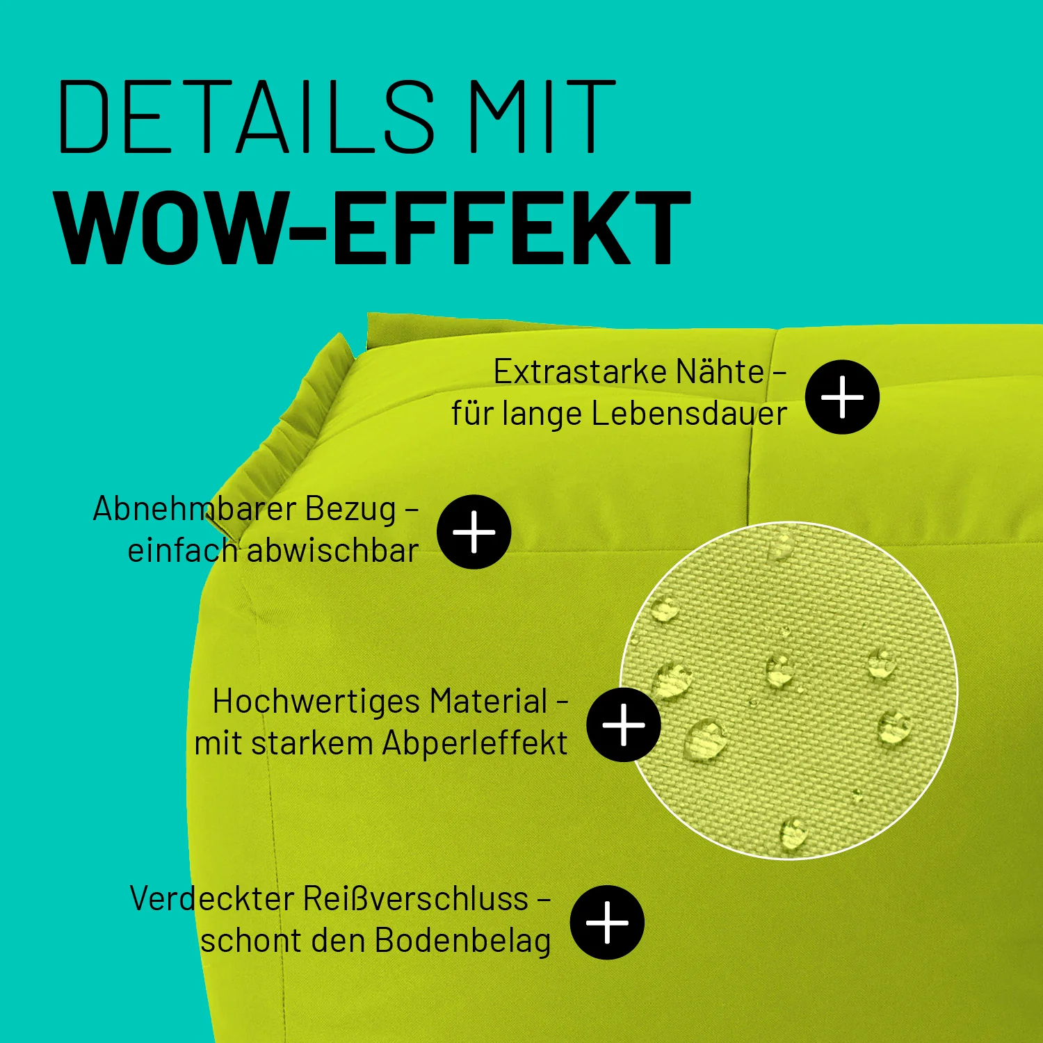 Sitzsack-Hocker (200 L) - Modulares System - indoor & outdoor - Apfelgrün - Image 5