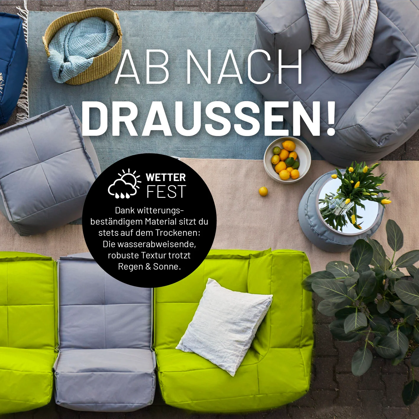 Sitzsack-Hocker (200 L) - Modulares System - indoor & outdoor - Apfelgrün - Image 6