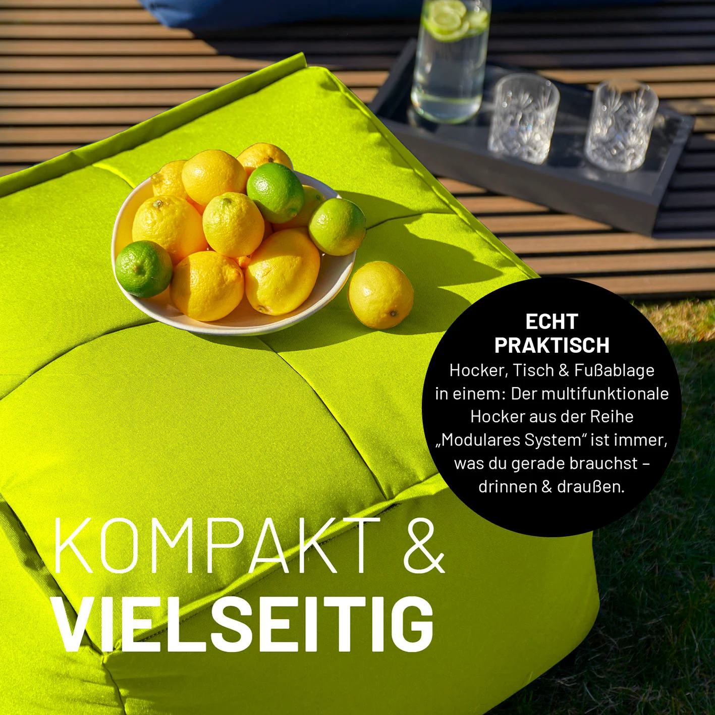 Sitzsack-Hocker (200 L) - Modulares System - indoor & outdoor - Apfelgrün - Image 7