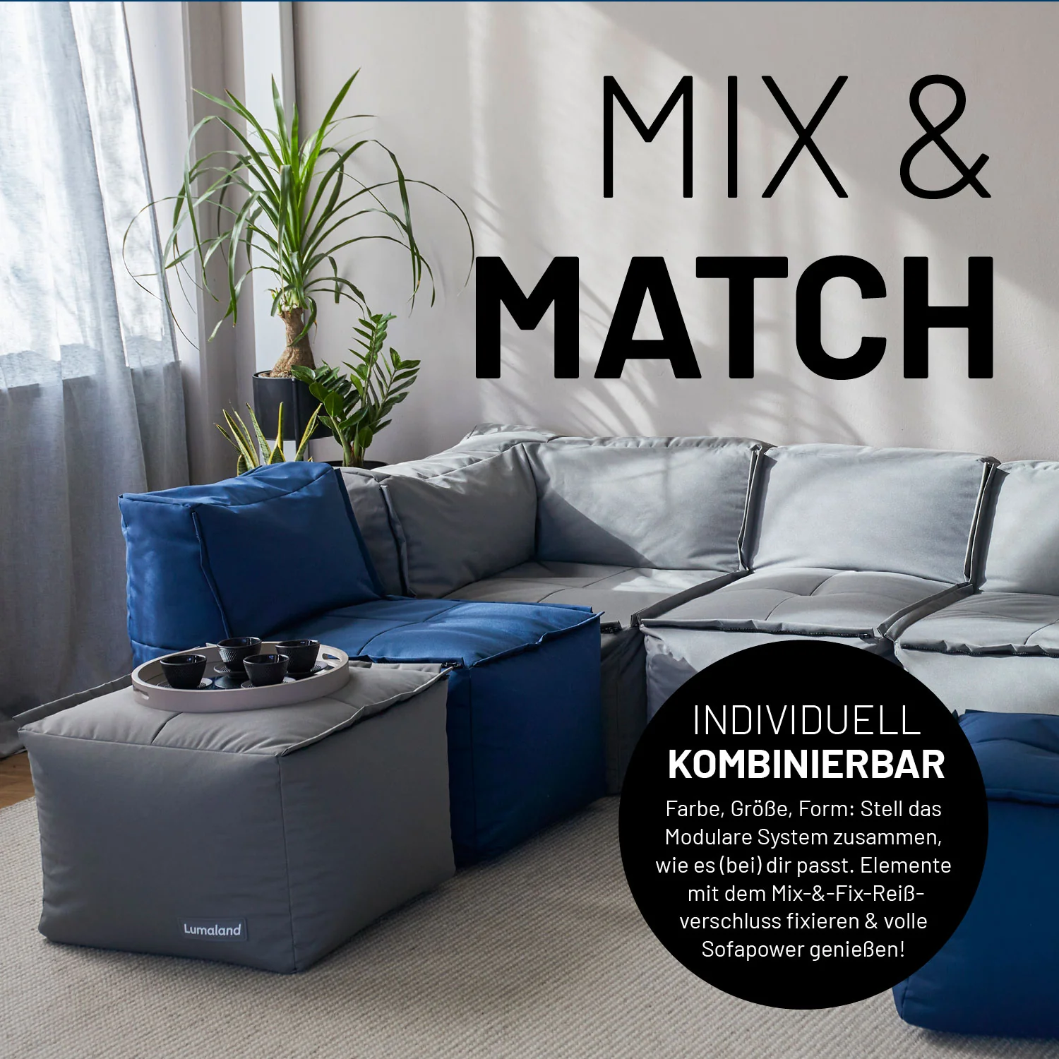 Sitzsack-Hocker (200 L) - Modulares System - indoor & outdoor - Navyblau - Image 3