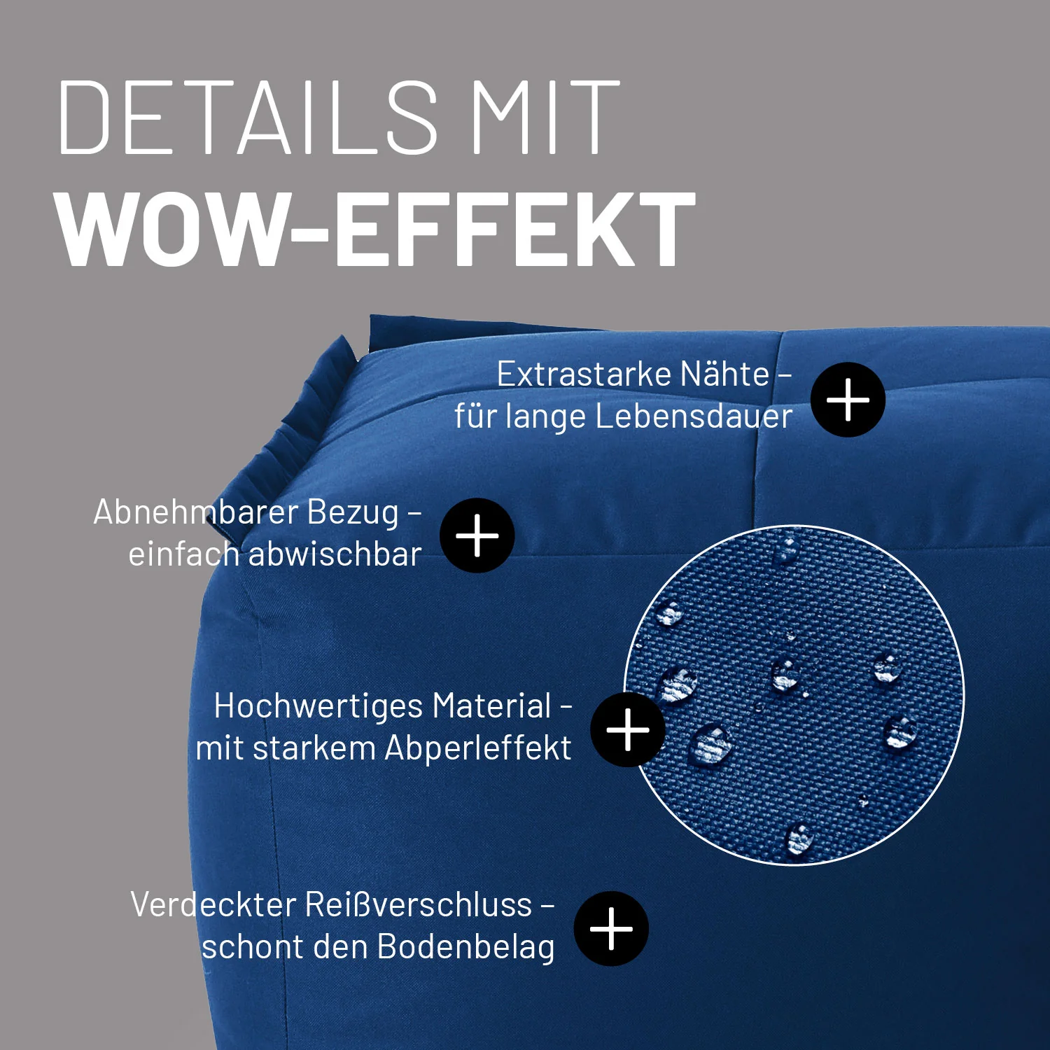 Sitzsack-Hocker (200 L) - Modulares System - indoor & outdoor - Navyblau - Image 5