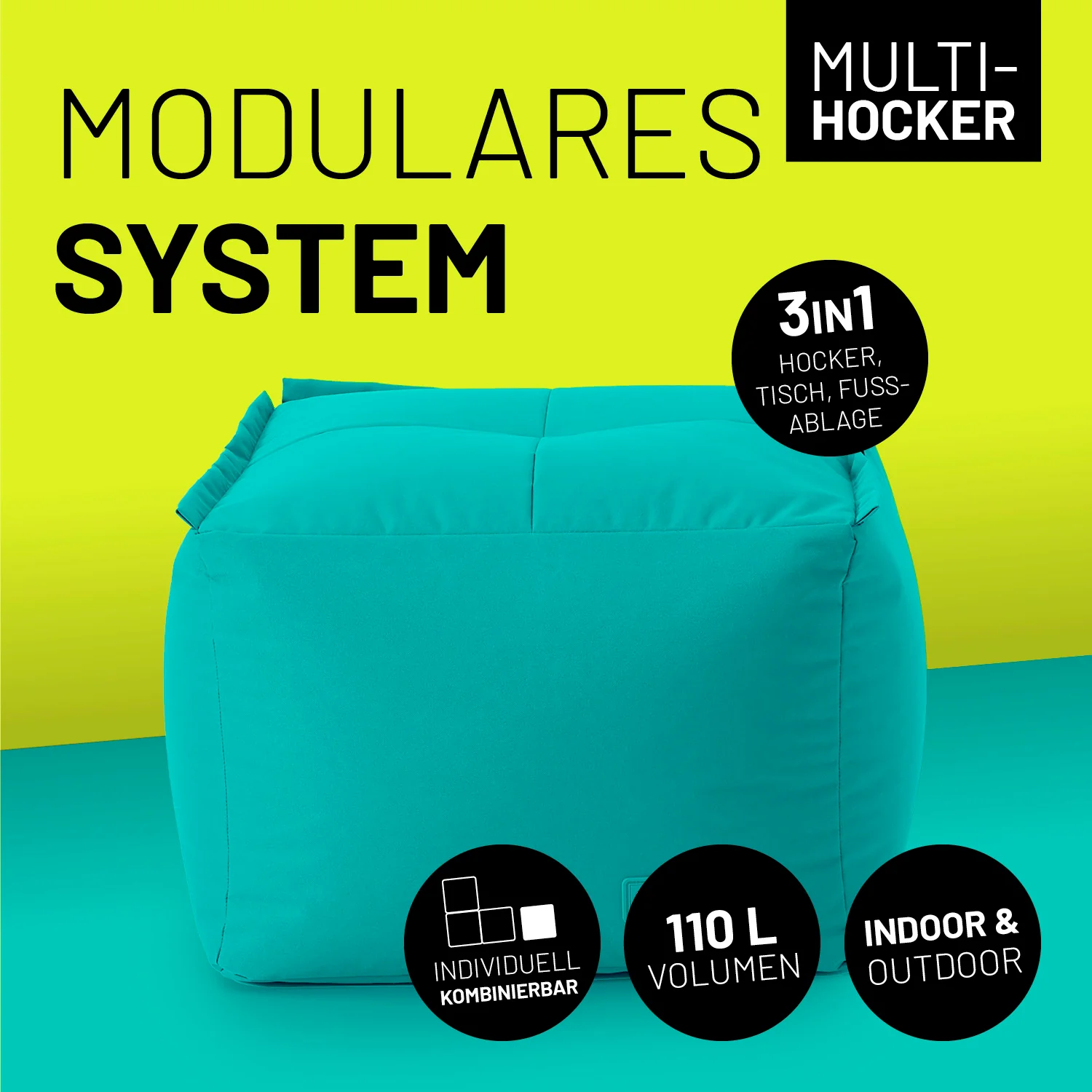 Sitzsack-Hocker (200 L) - Modulares System - indoor & outdoor - Türkis - Image 2