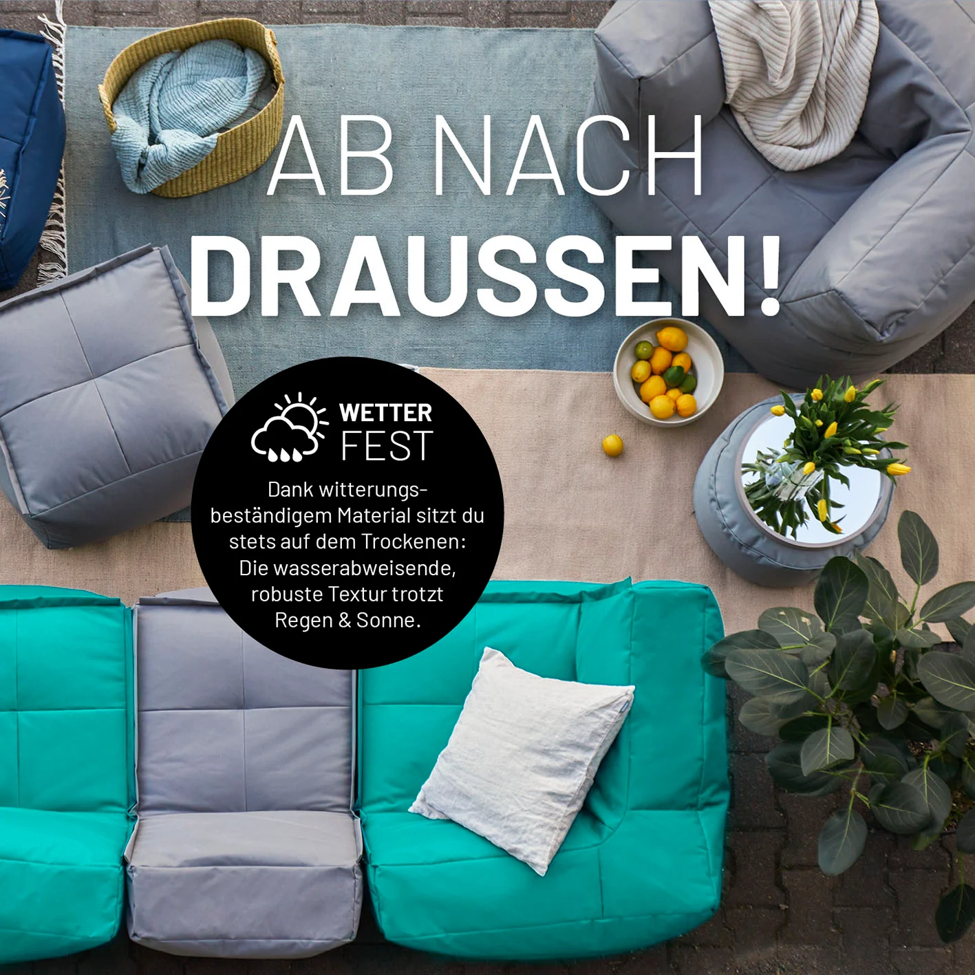 Sitzsack-Hocker (200 L) - Modulares System - indoor & outdoor - Türkis - Image 6