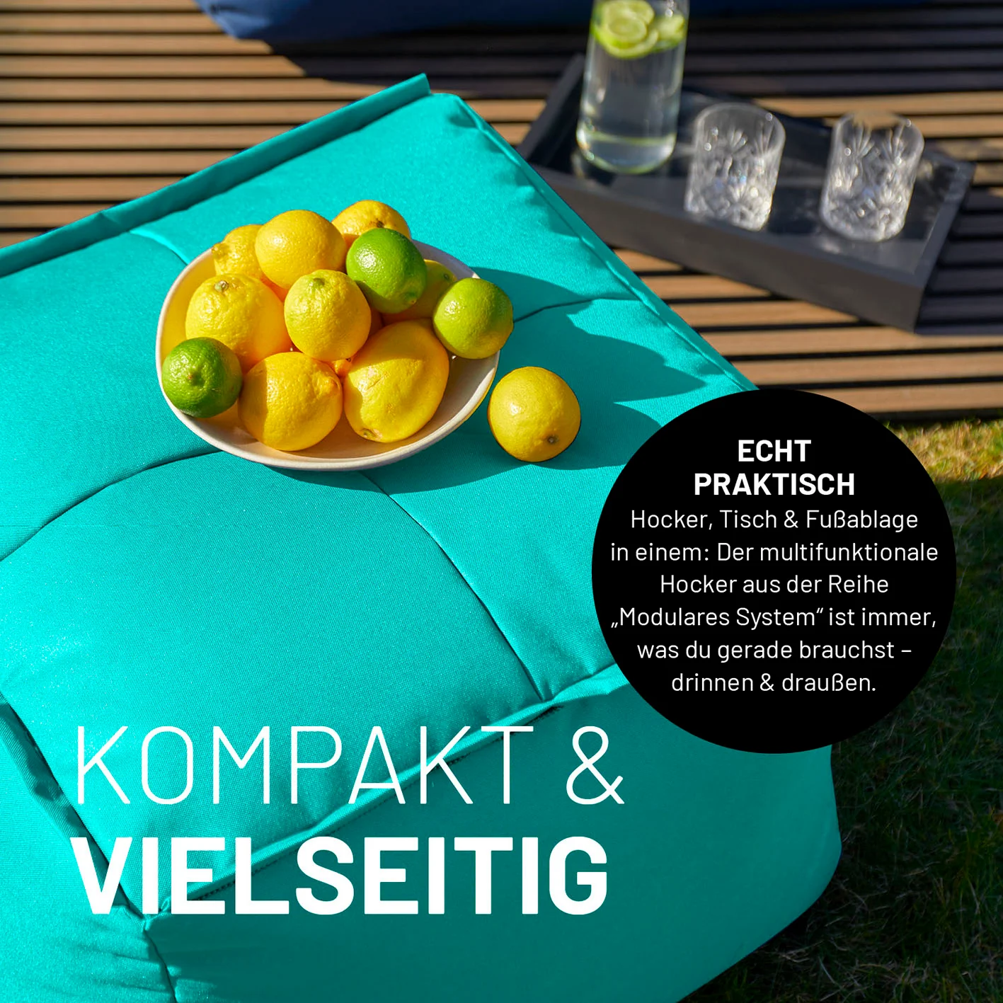 Sitzsack-Hocker (200 L) - Modulares System - indoor & outdoor - Türkis - Image 7