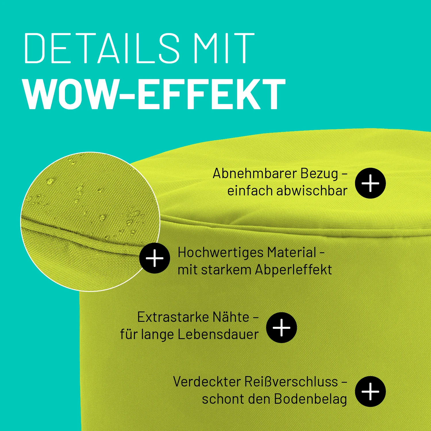 Sitzsack-Hocker/Pouf (50 L) - indoor & outdoor - Apfelgrün - Image 5