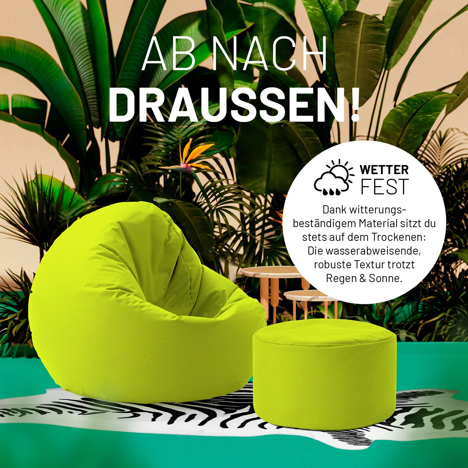 Sitzsack-Hocker/Pouf (50 L) - indoor & outdoor - Apfelgrün - Image 6