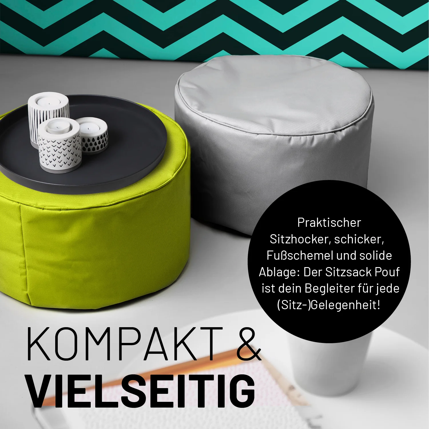 Sitzsack-Hocker/Pouf (50 L) - indoor & outdoor - Apfelgrün - Image 7