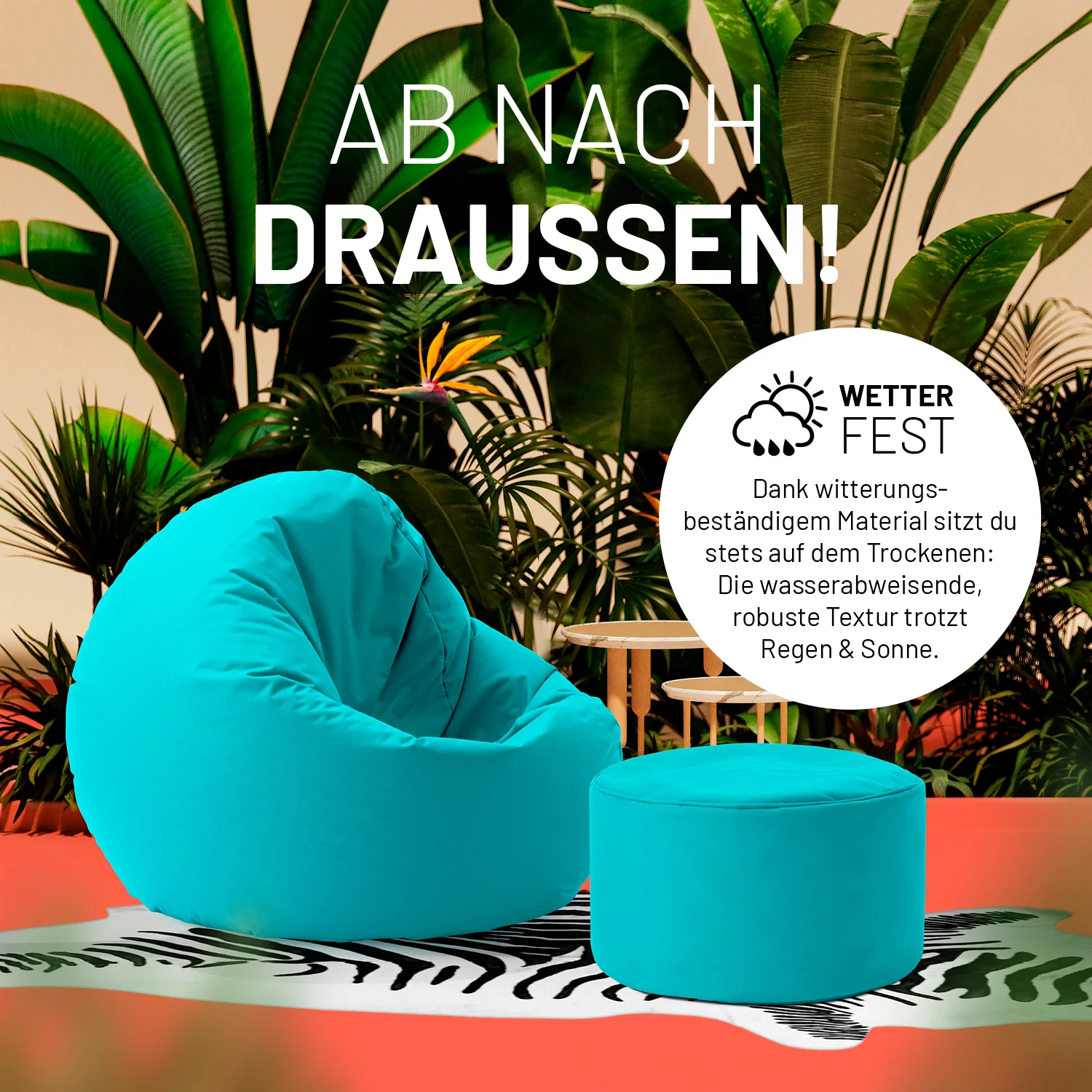 Sitzsack-Hocker/Pouf (50 L) - indoor & outdoor - Aquamarin - Image 6