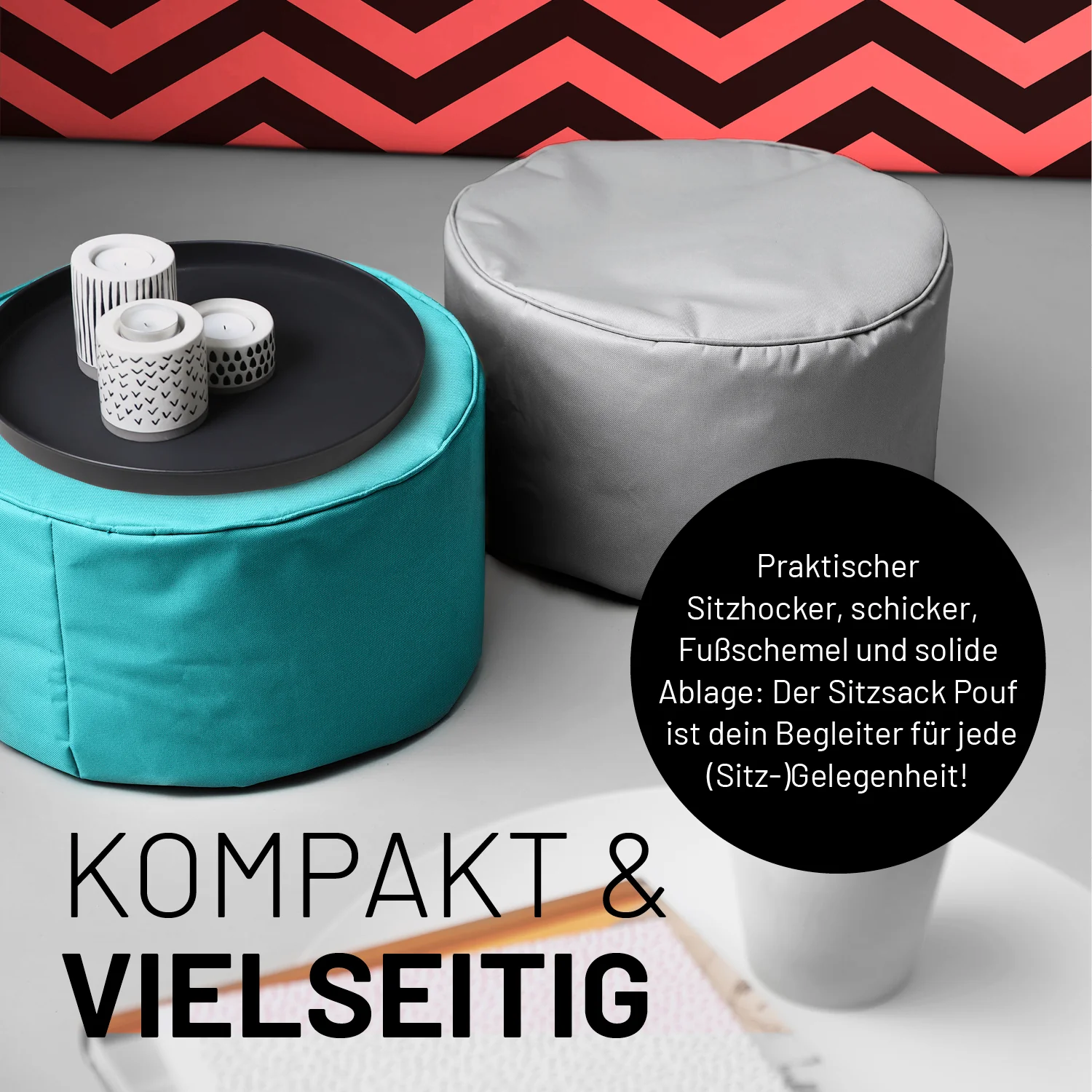 Sitzsack-Hocker/Pouf (50 L) - indoor & outdoor - Aquamarin - Image 7