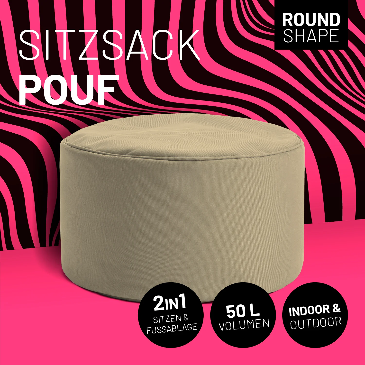 Sitzsack-Hocker/Pouf (50 L) - indoor & outdoor - Beige - Image 2