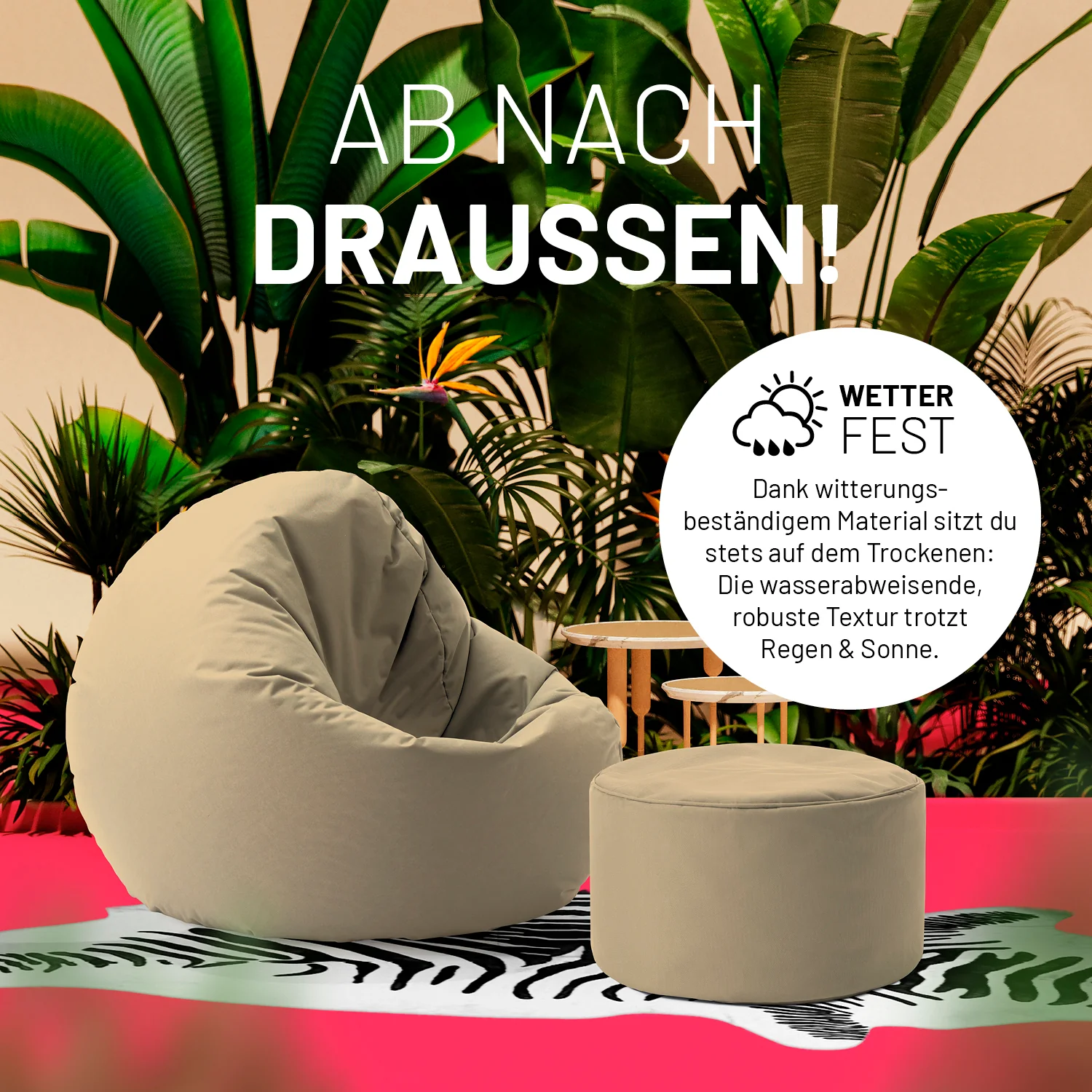 Sitzsack-Hocker/Pouf (50 L) - indoor & outdoor - Beige - Image 6