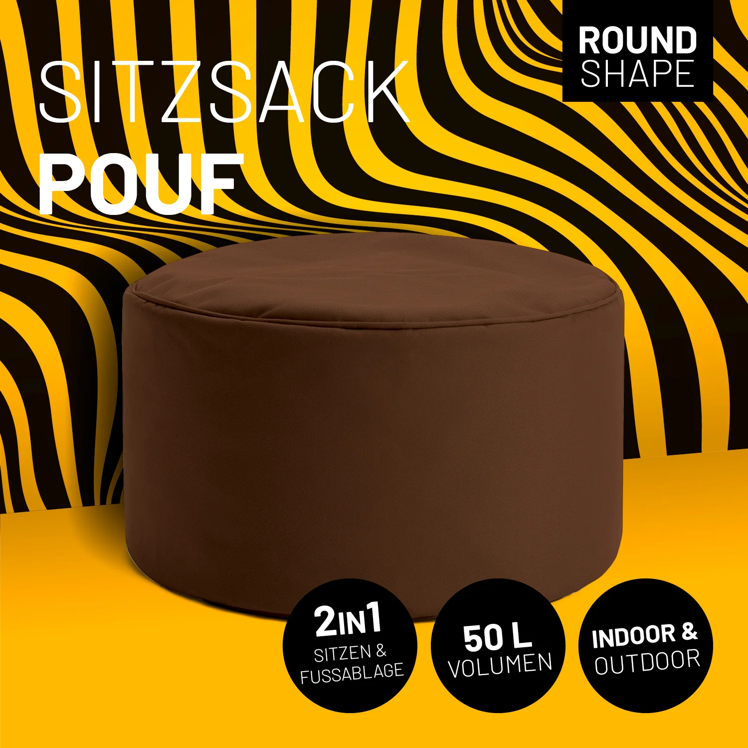 Sitzsack-Hocker/Pouf (50 L) - indoor & outdoor - Braun - Image 2
