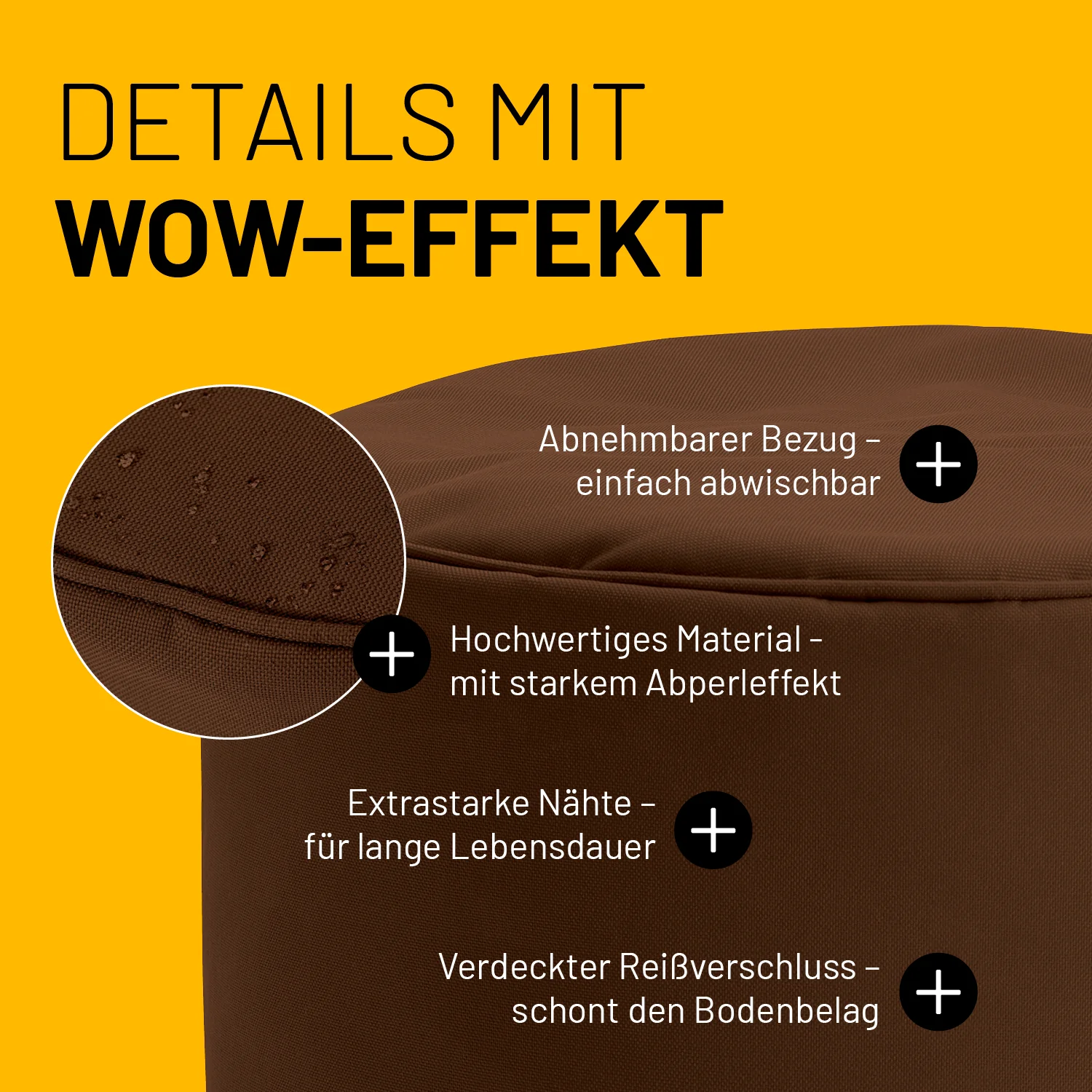 Sitzsack-Hocker/Pouf (50 L) - indoor & outdoor - Braun - Image 5
