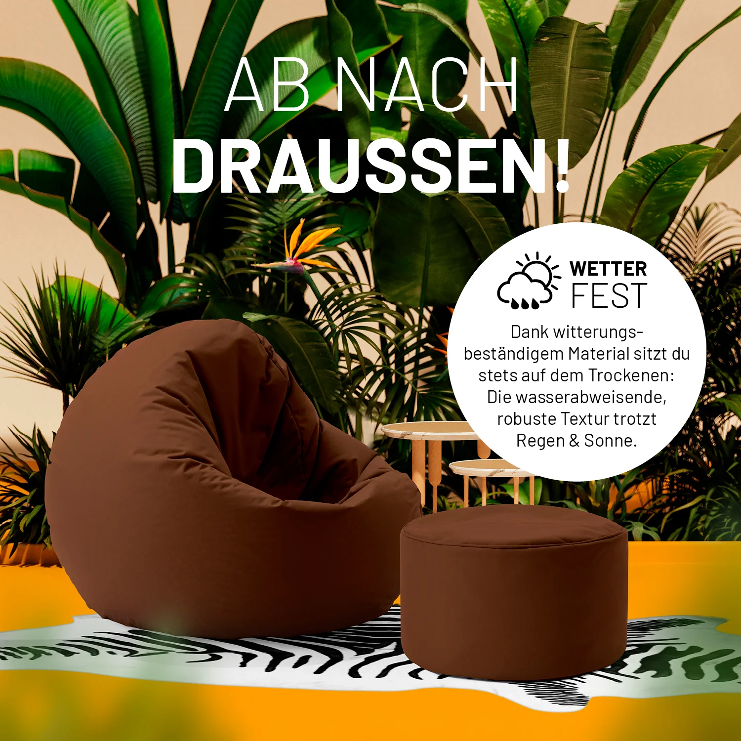 Sitzsack-Hocker/Pouf (50 L) - indoor & outdoor - Braun - Image 6