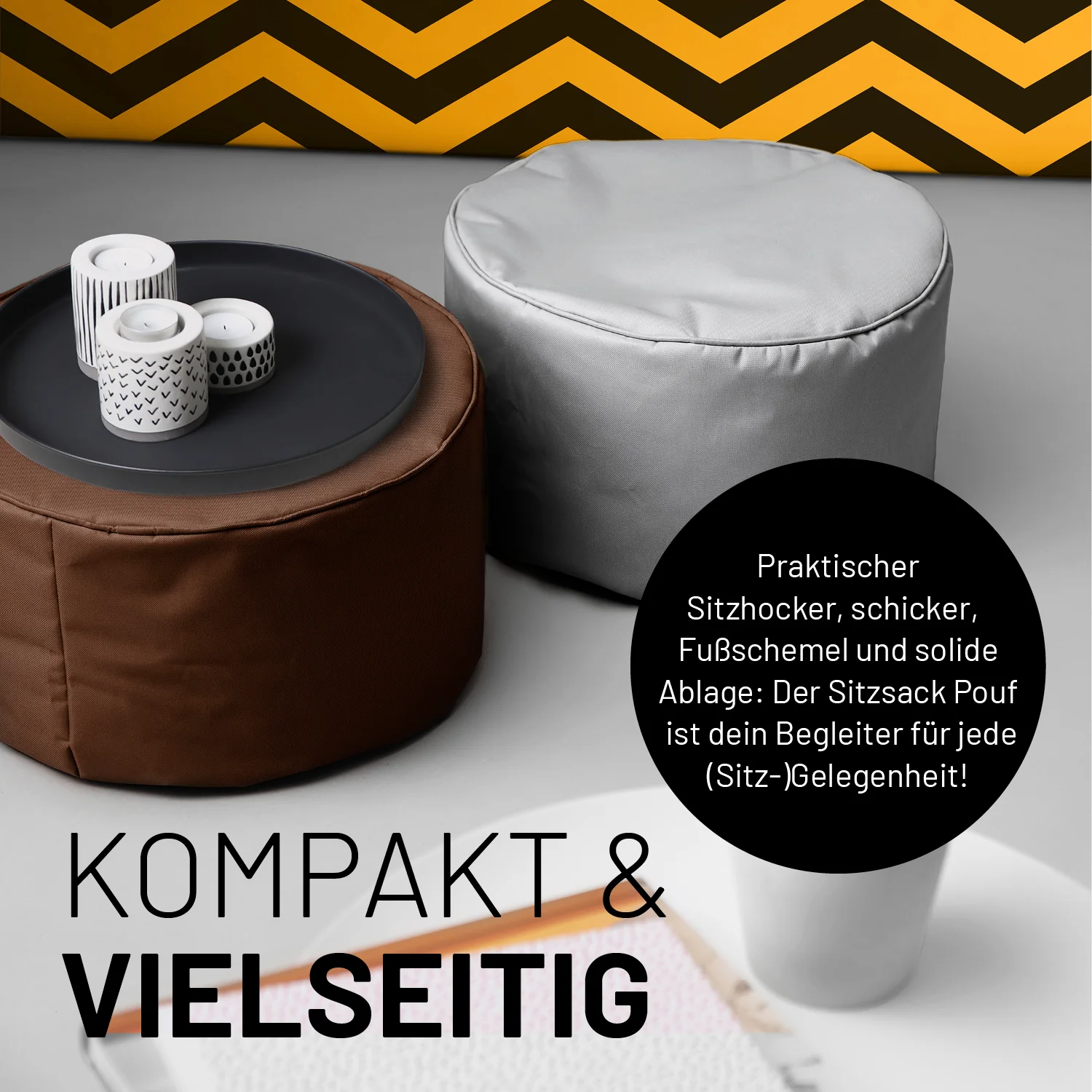 Sitzsack-Hocker/Pouf (50 L) - indoor & outdoor - Braun - Image 7